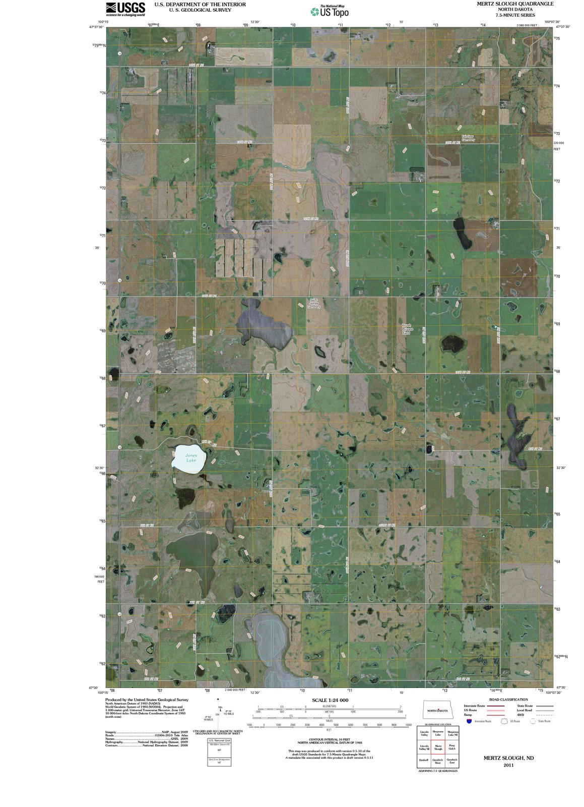 2011 Mertz Slough, ND - North Dakota - USGS Topographic Map