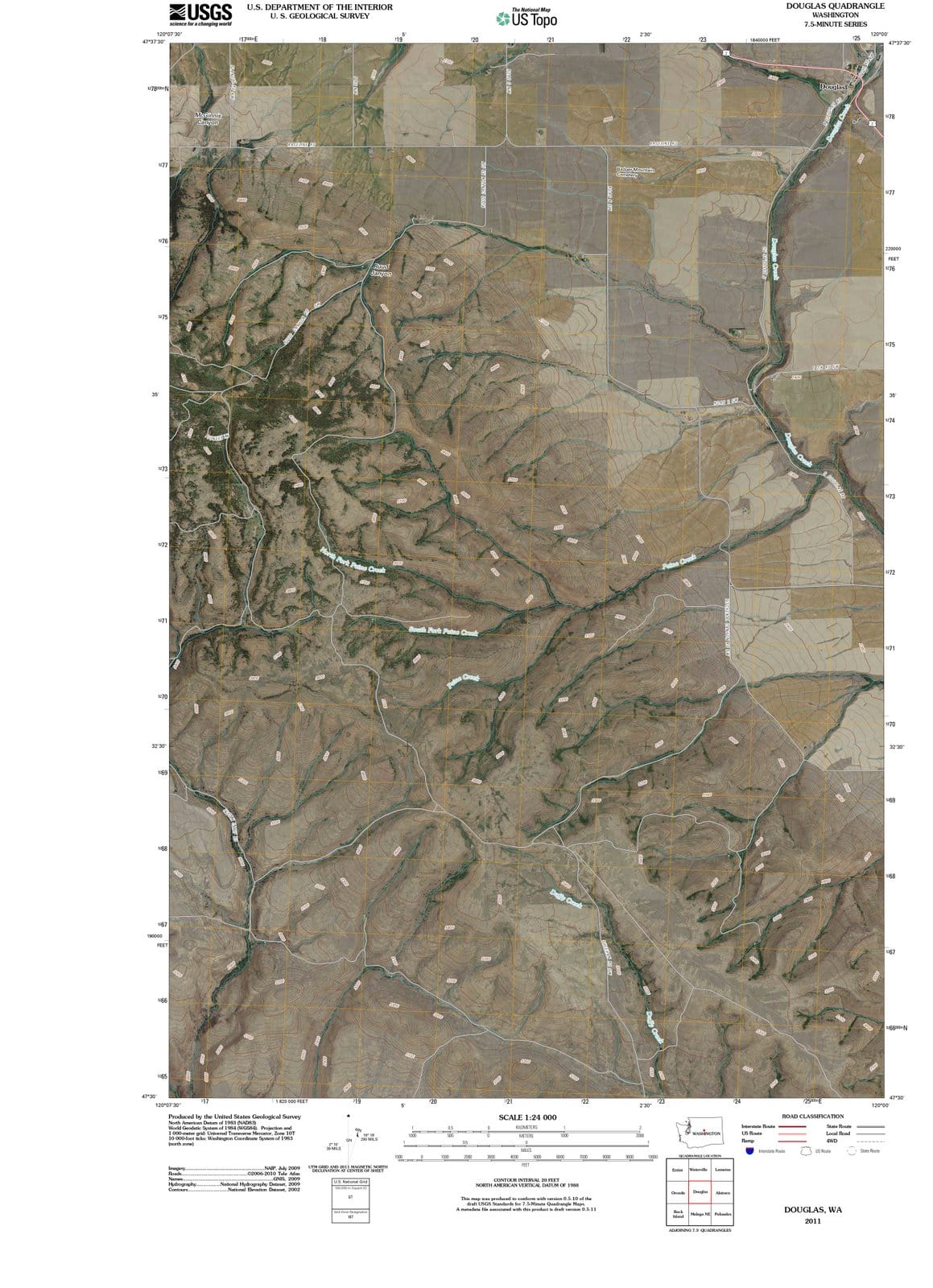 2011 Douglas, WA - Washington - USGS Topographic Map