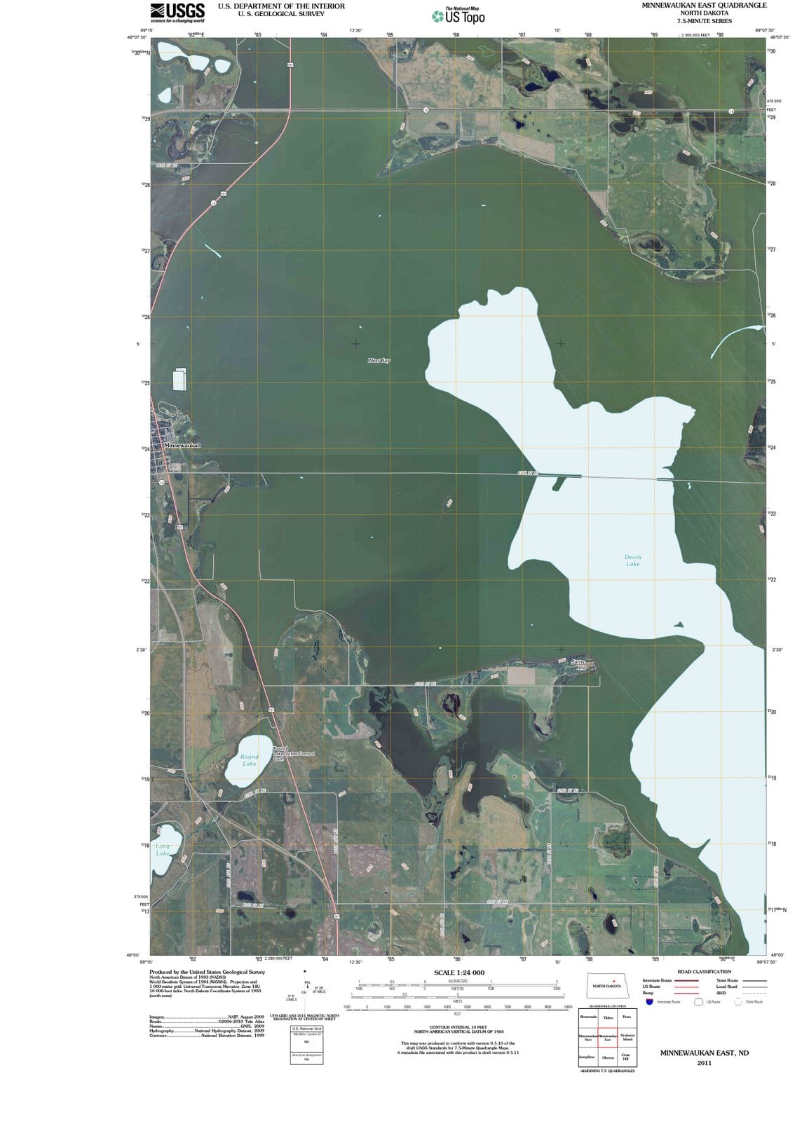 2011 Minnewaukan East, ND - North Dakota - USGS Topographic Map