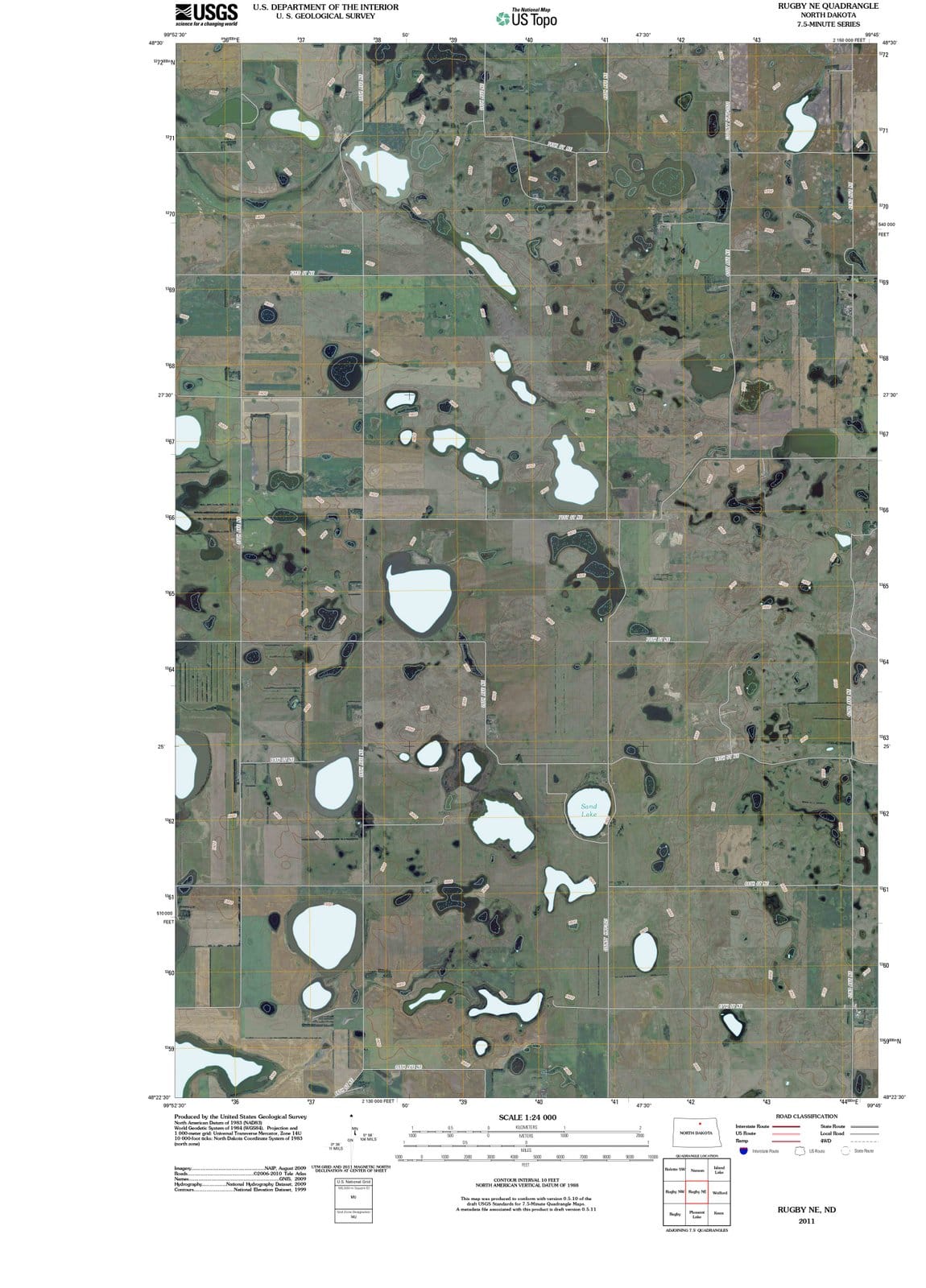2011 Rugby, ND - North Dakota - USGS Topographic Map v2
