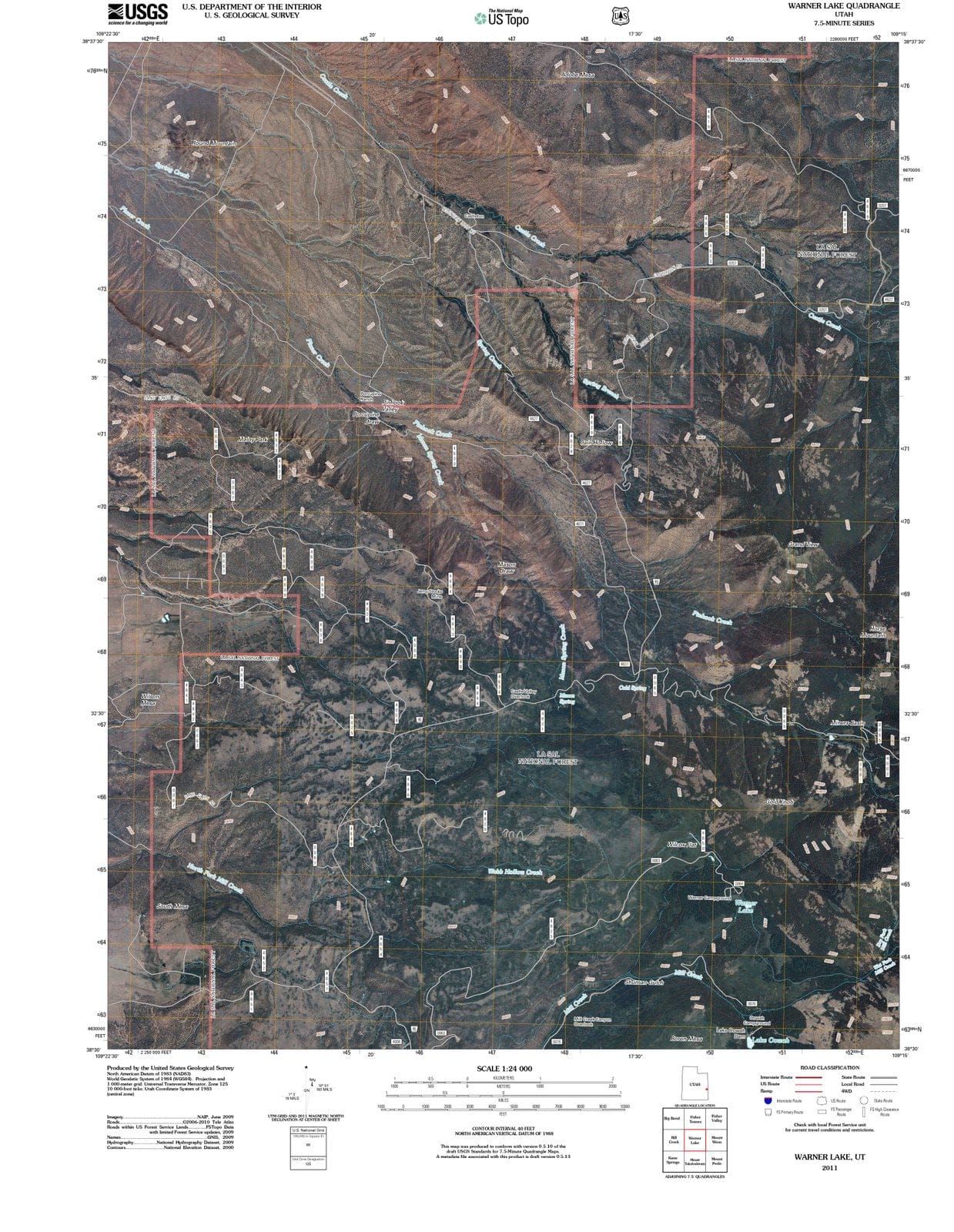 2011 Warner Lake, UT - Utah - USGS Topographic Map