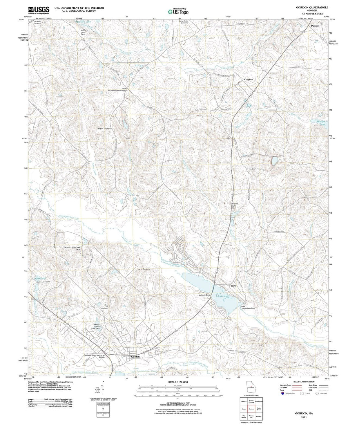 2011 Gordon, GA - Georgia - USGS Topographic Map