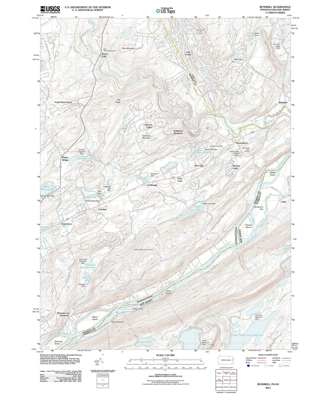 2011 Bushkill, PA - Pennsylvania - USGS Topographic Map