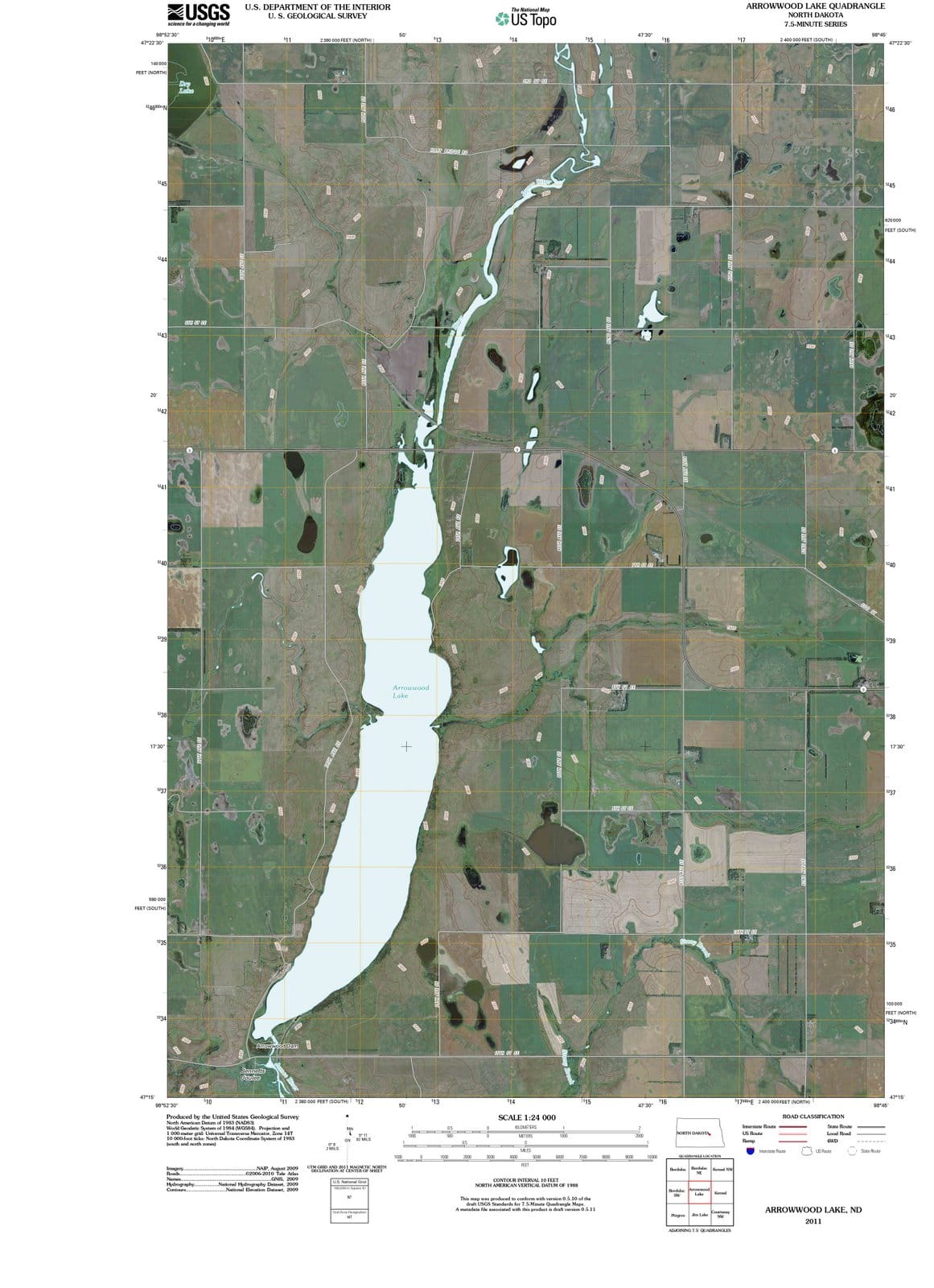 2011 Arrowwood Lake, ND - North Dakota - USGS Topographic Map