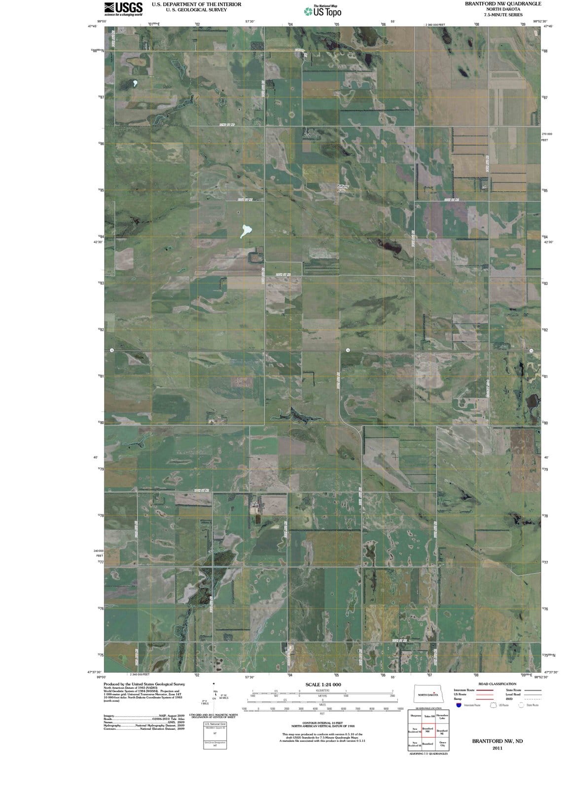 2011 Brantford, ND - North Dakota - USGS Topographic Map v3