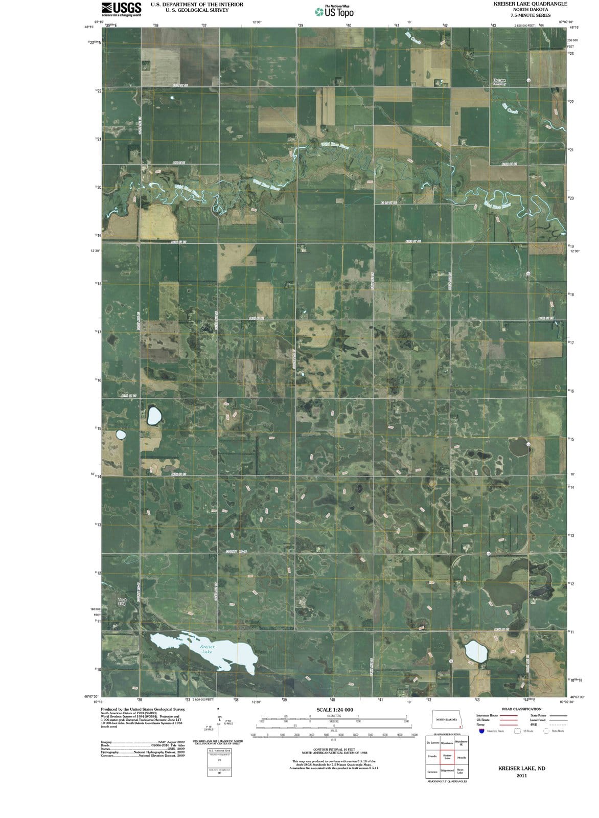 2011 Kreiser Lake, ND - North Dakota - USGS Topographic Map