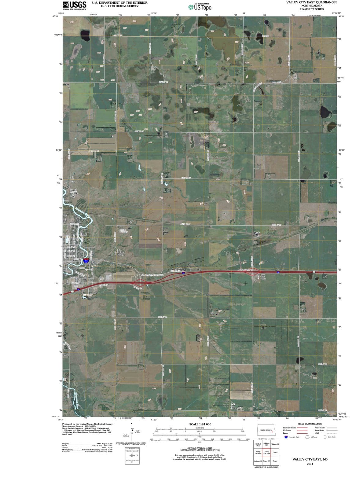 2011 Valley City East, ND - North Dakota - USGS Topographic Map
