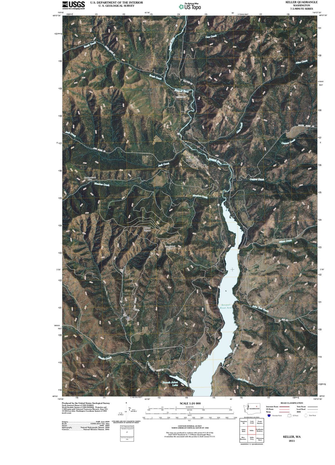 2011 Keller, WA - Washington - USGS Topographic Map