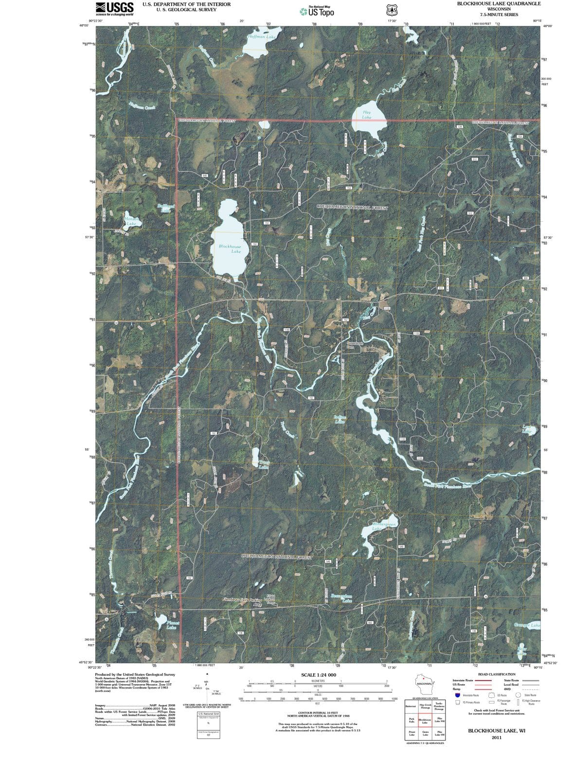 2011 Blockhouse Lake, WI - Wisconsin - USGS Topographic Map