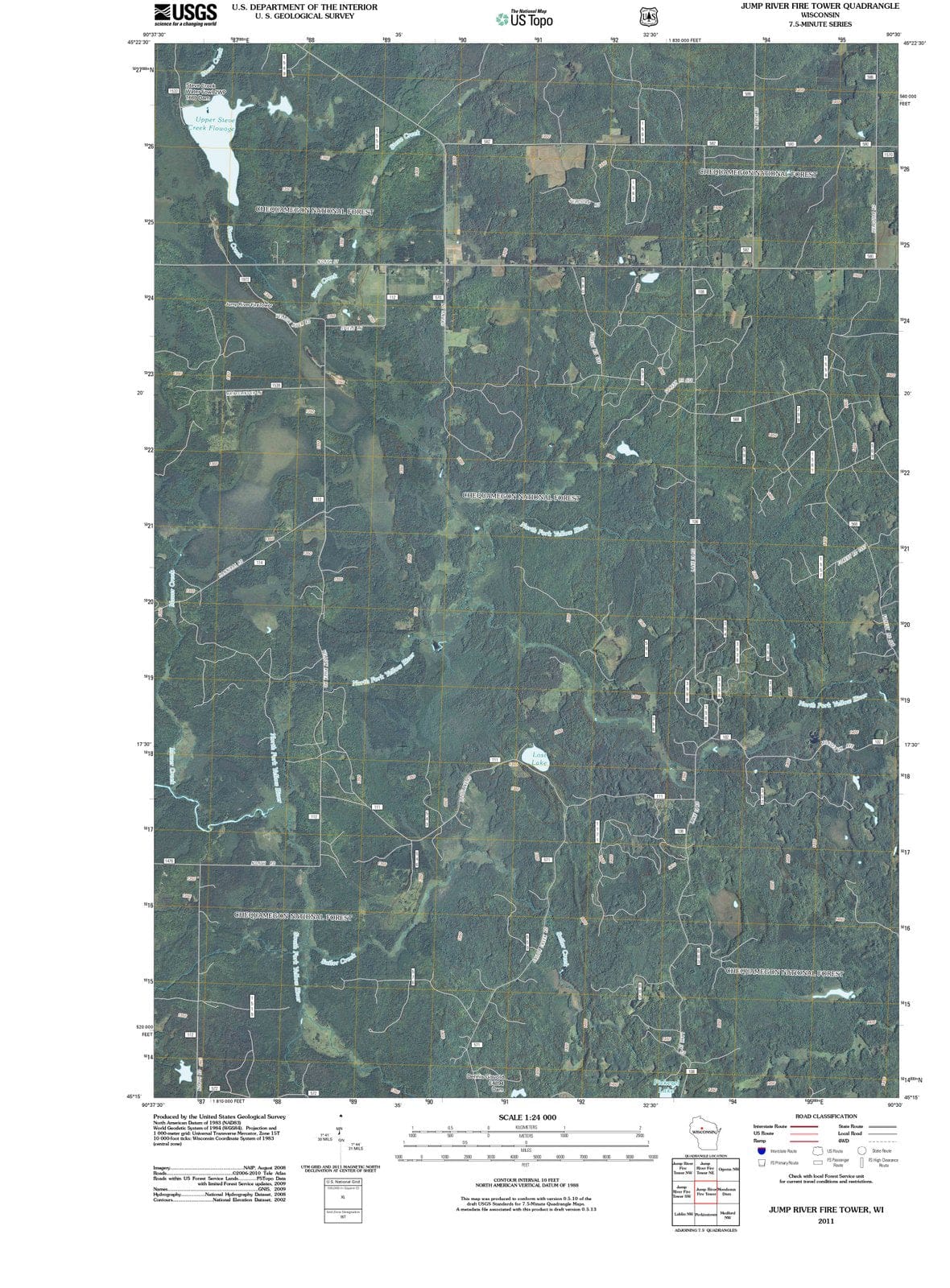 2011 Jump River Fire Tower, WI - Wisconsin - USGS Topographic Map
