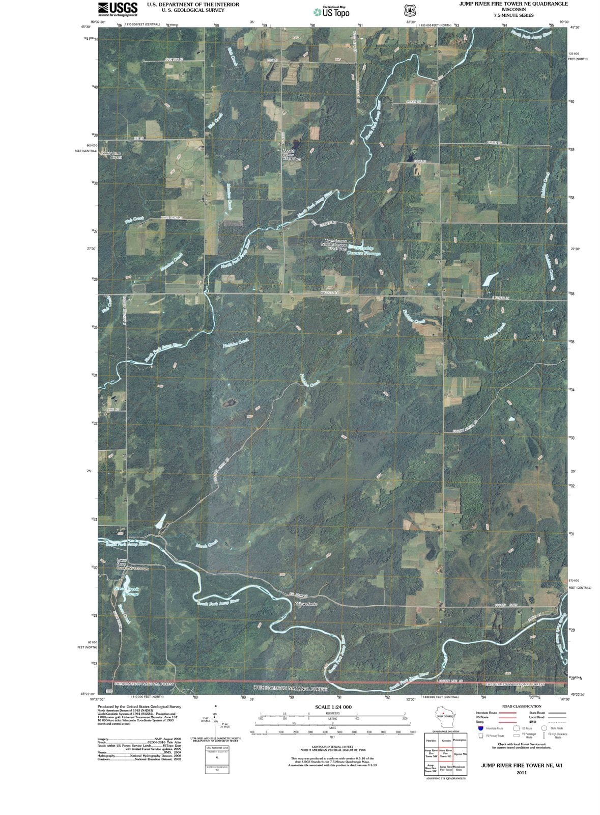 2011 Jump River Fire Tower, WI - Wisconsin - USGS Topographic Map v2