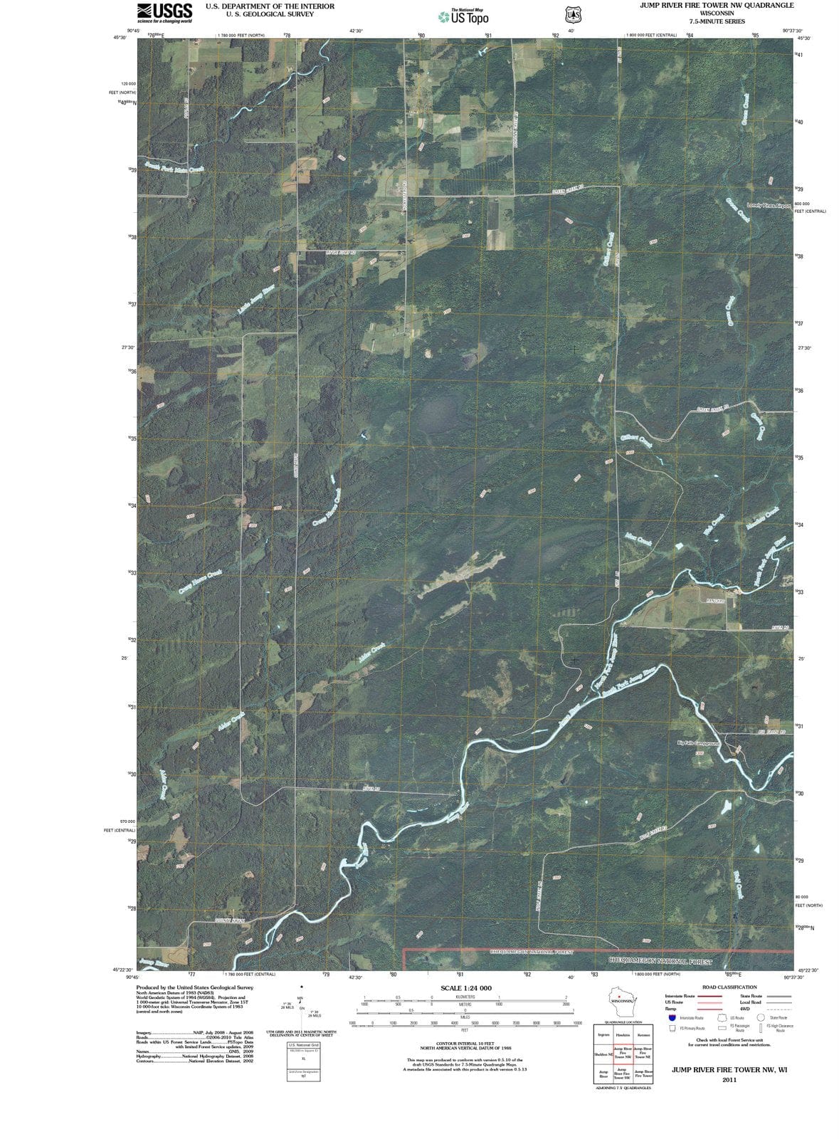 2011 Jump River Fire Tower, WI - Wisconsin - USGS Topographic Map v3