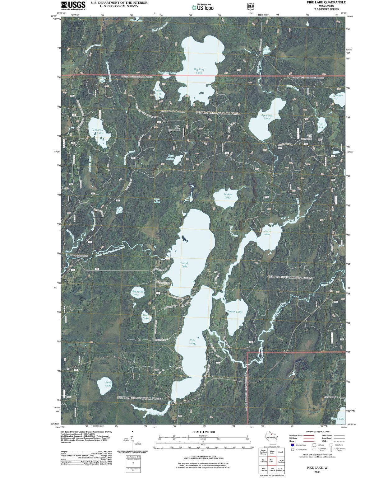 2011 Pike Lake, WI - Wisconsin - USGS Topographic Map