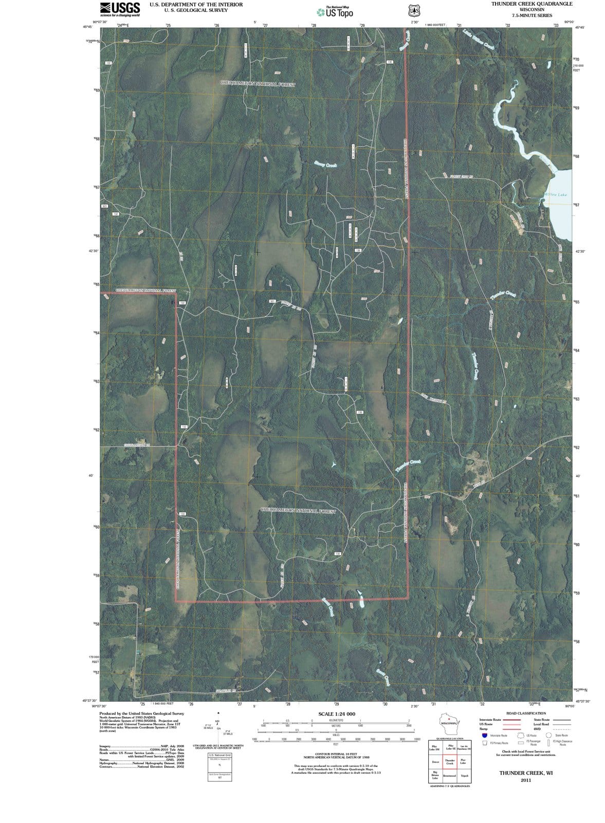 2011 Thunder Creek, WI - Wisconsin - USGS Topographic Map