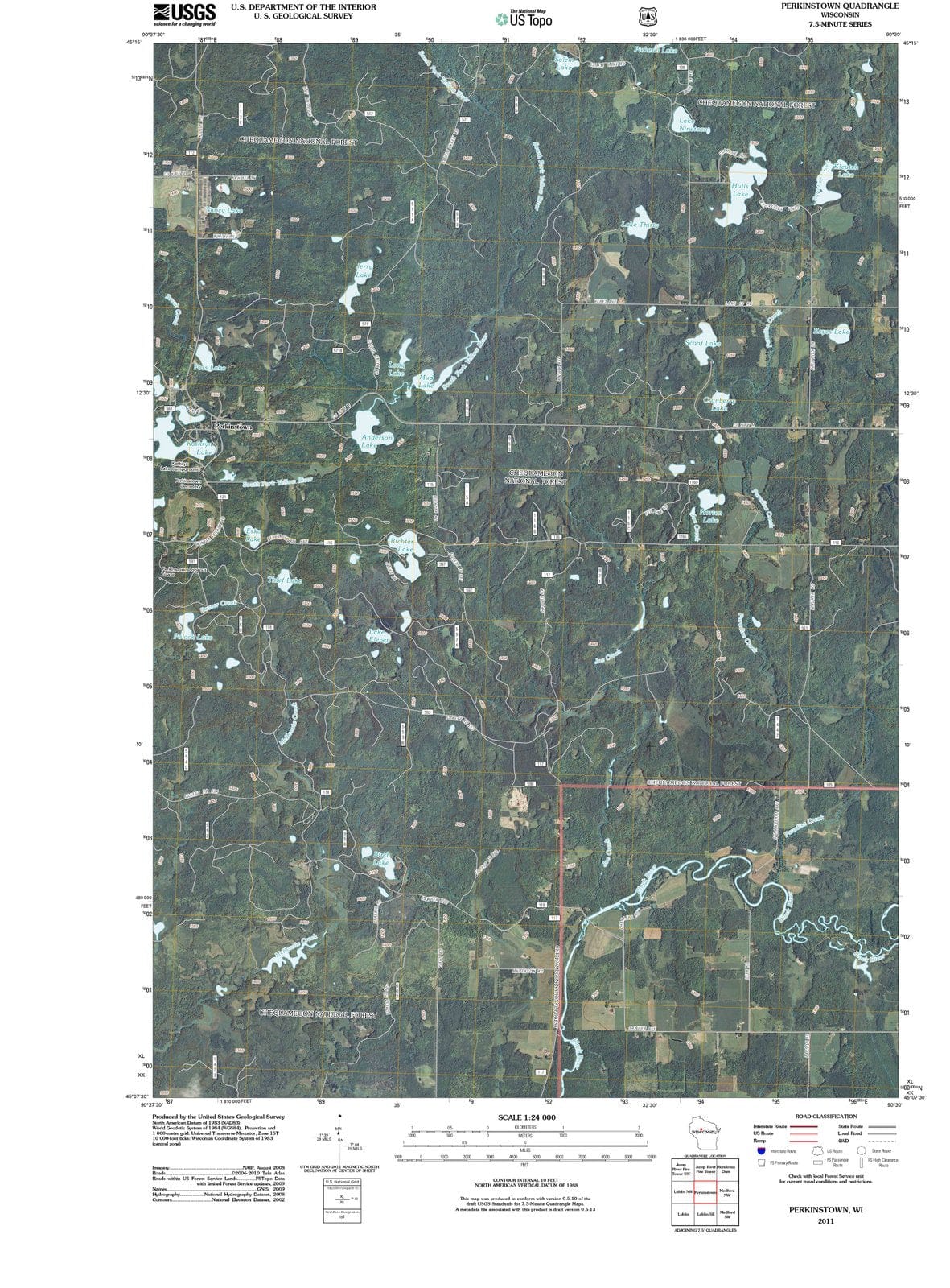 2011 Perkinstown, WI - Wisconsin - USGS Topographic Map