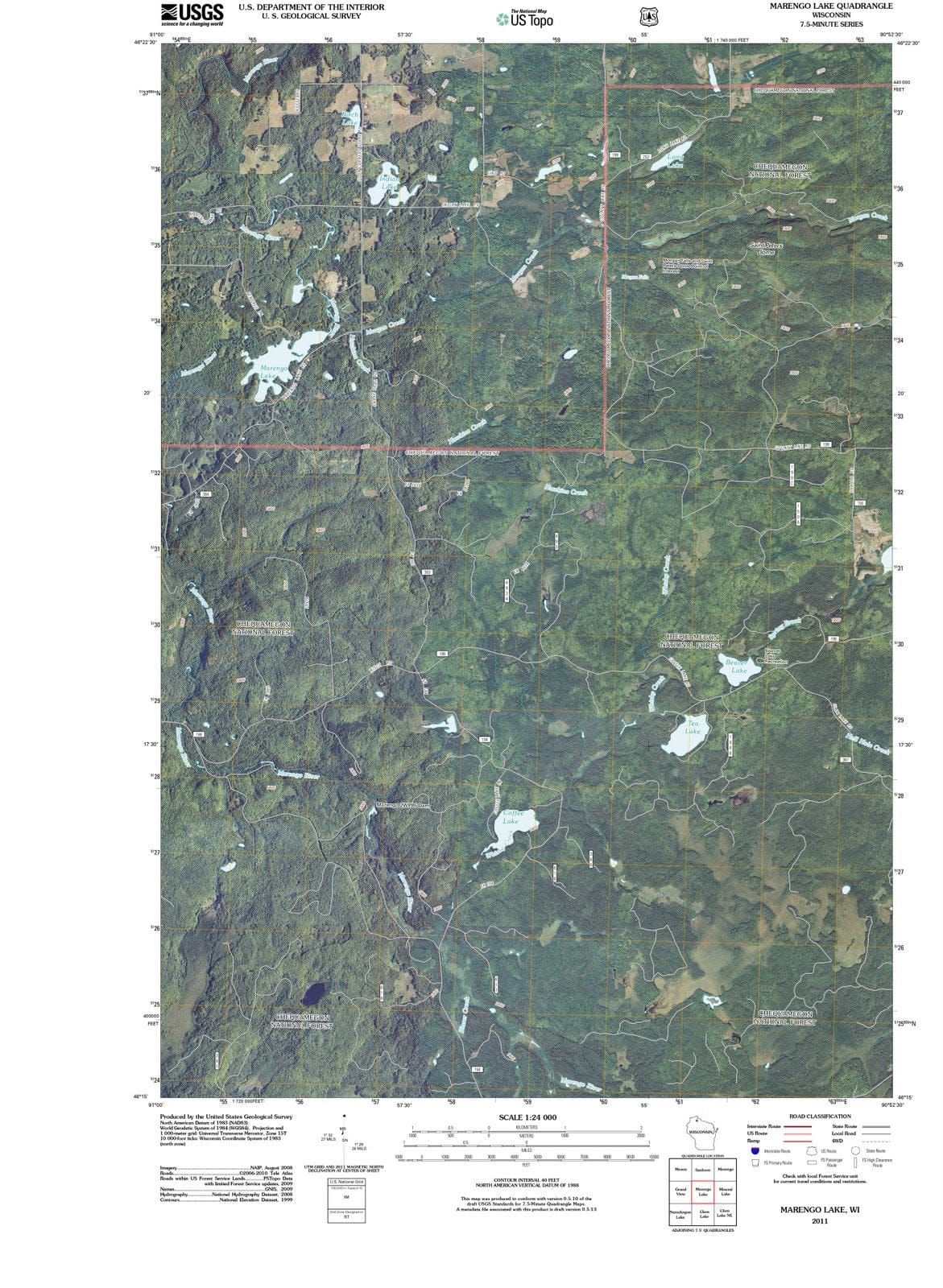 2011 Marengo Lake, WI - Wisconsin - USGS Topographic Map