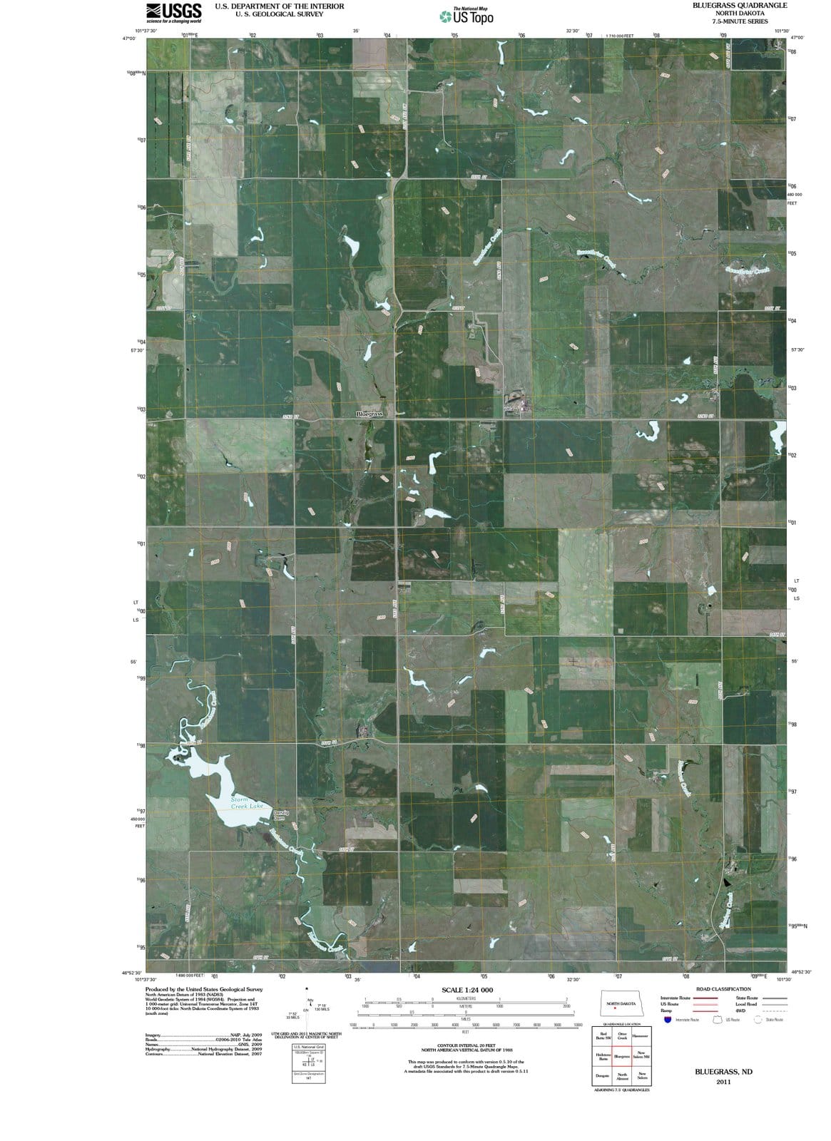 2011 Bluegrass, ND - North Dakota - USGS Topographic Map