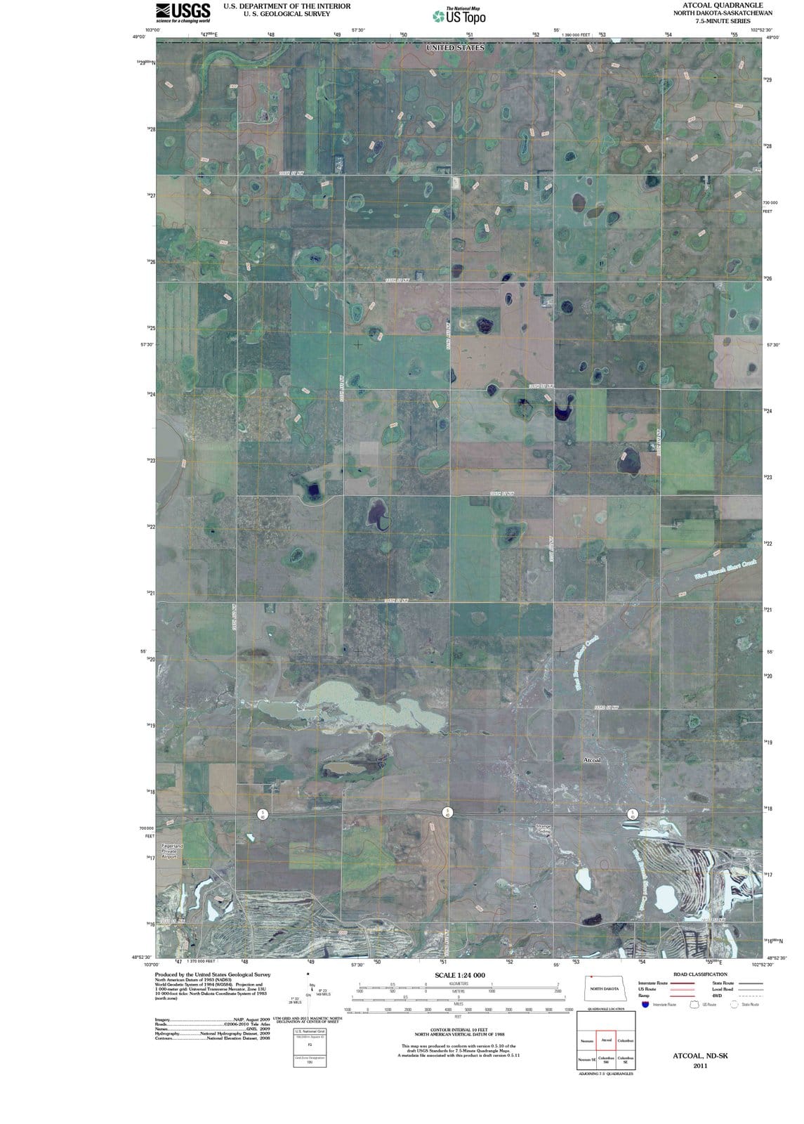 2011 Atcoal, ND - North Dakota - USGS Topographic Map