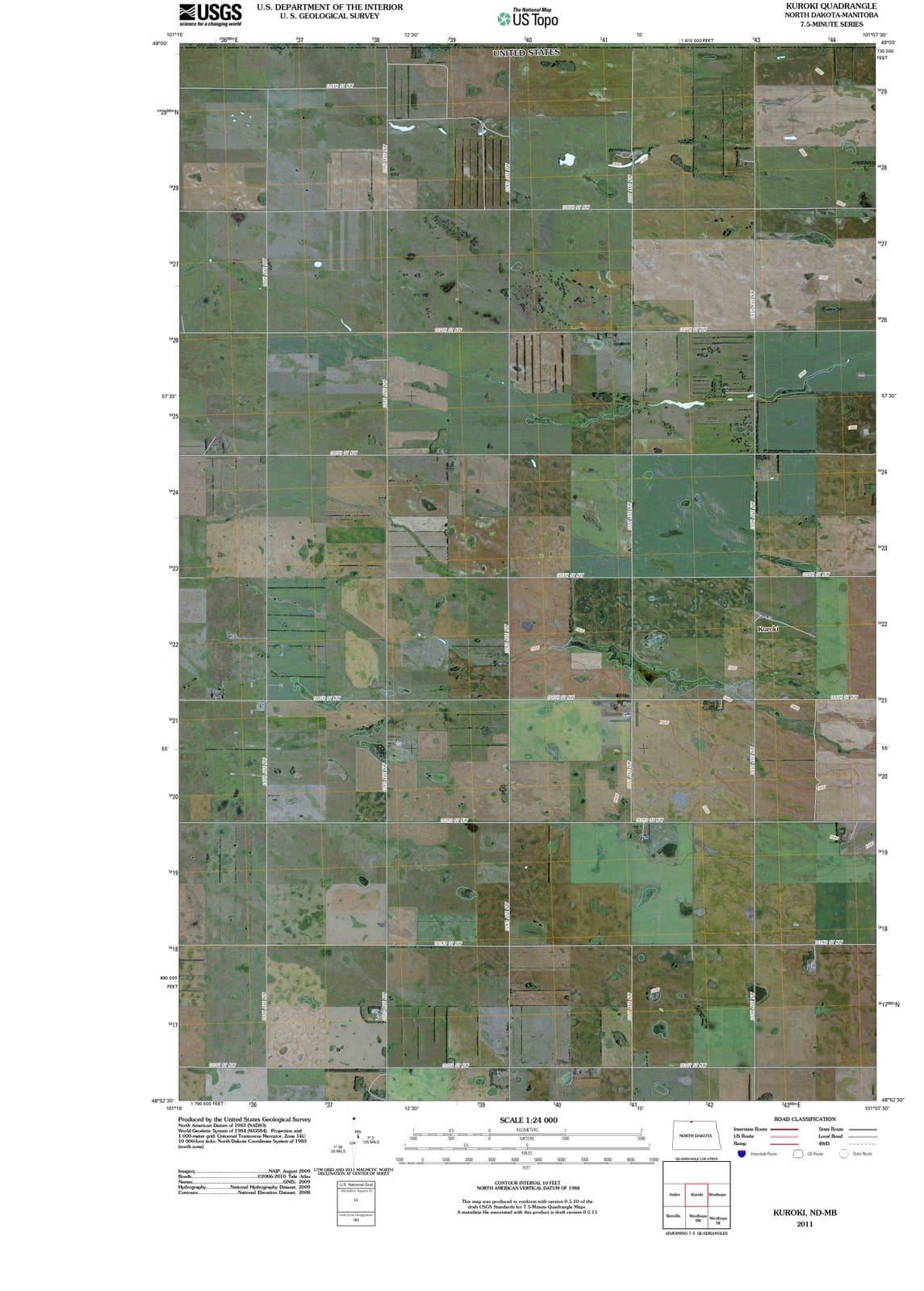 2011 Kuroki, ND - North Dakota - USGS Topographic Map