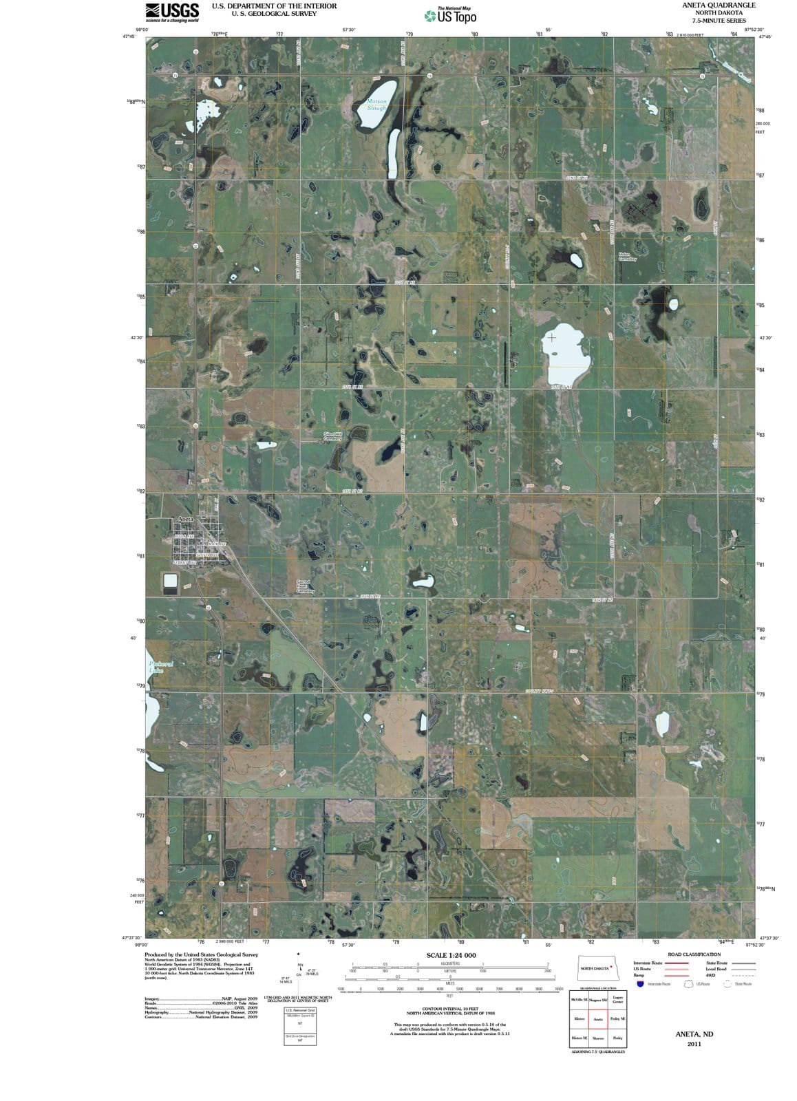 2011 Aneta, ND - North Dakota - USGS Topographic Map