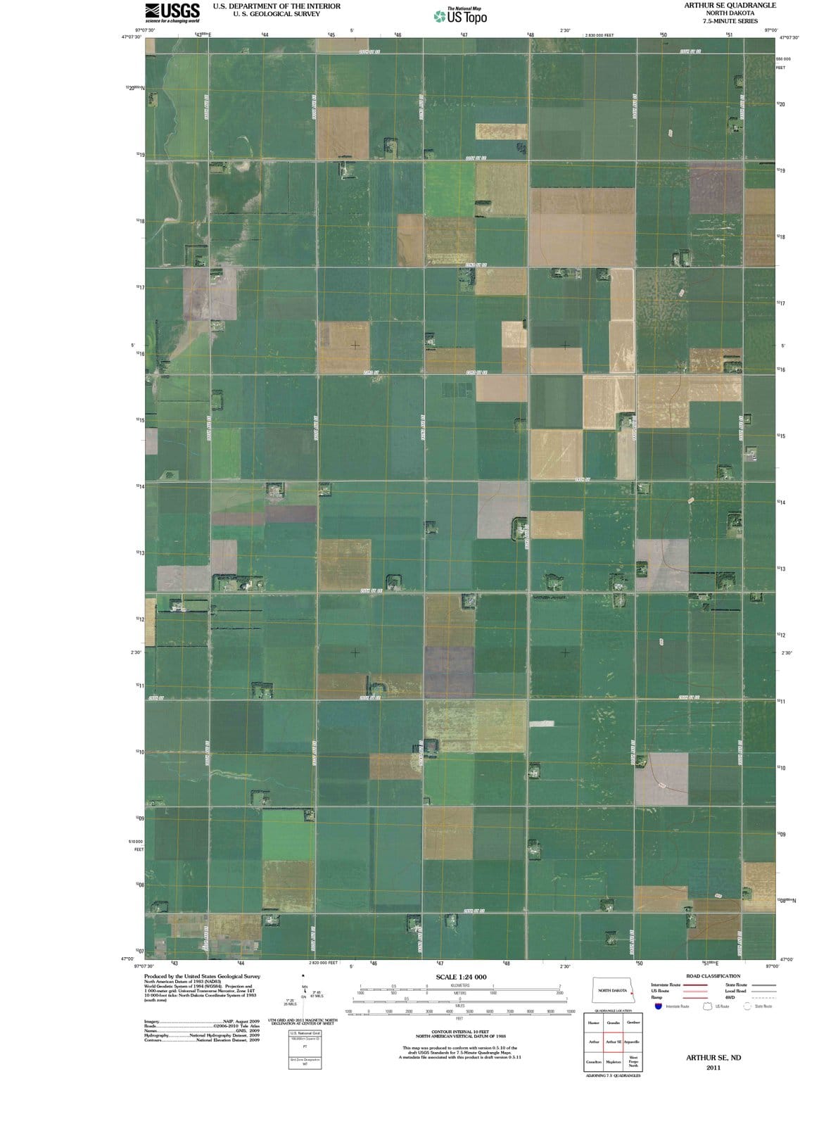 2011 Arthur, ND - North Dakota - USGS Topographic Map