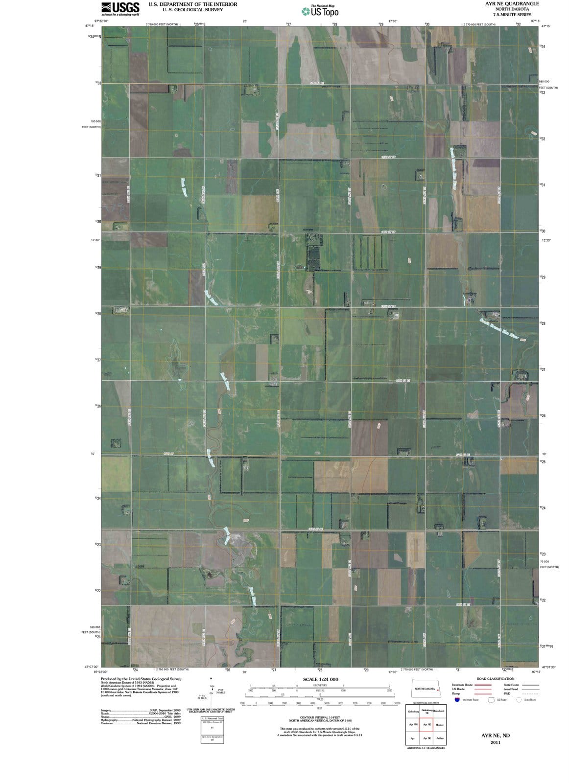 2011 Ayr, ND - North Dakota - USGS Topographic Map
