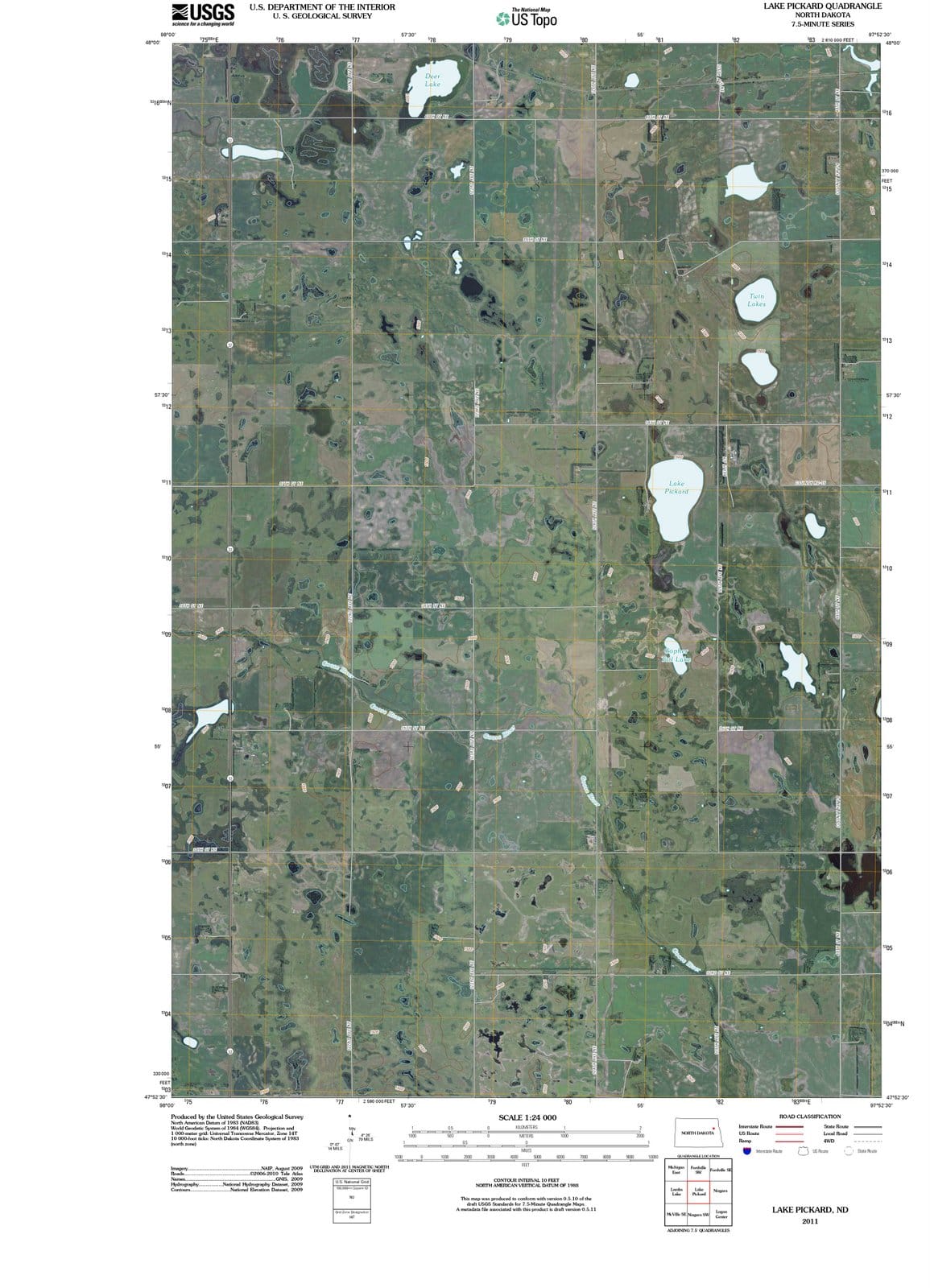 2011 Lake Pickard, ND - North Dakota - USGS Topographic Map