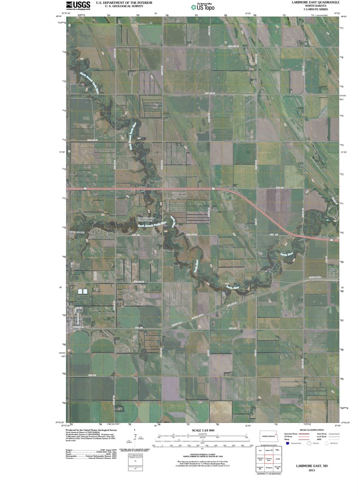 2011 Larimore East, ND - North Dakota - USGS Topographic Map