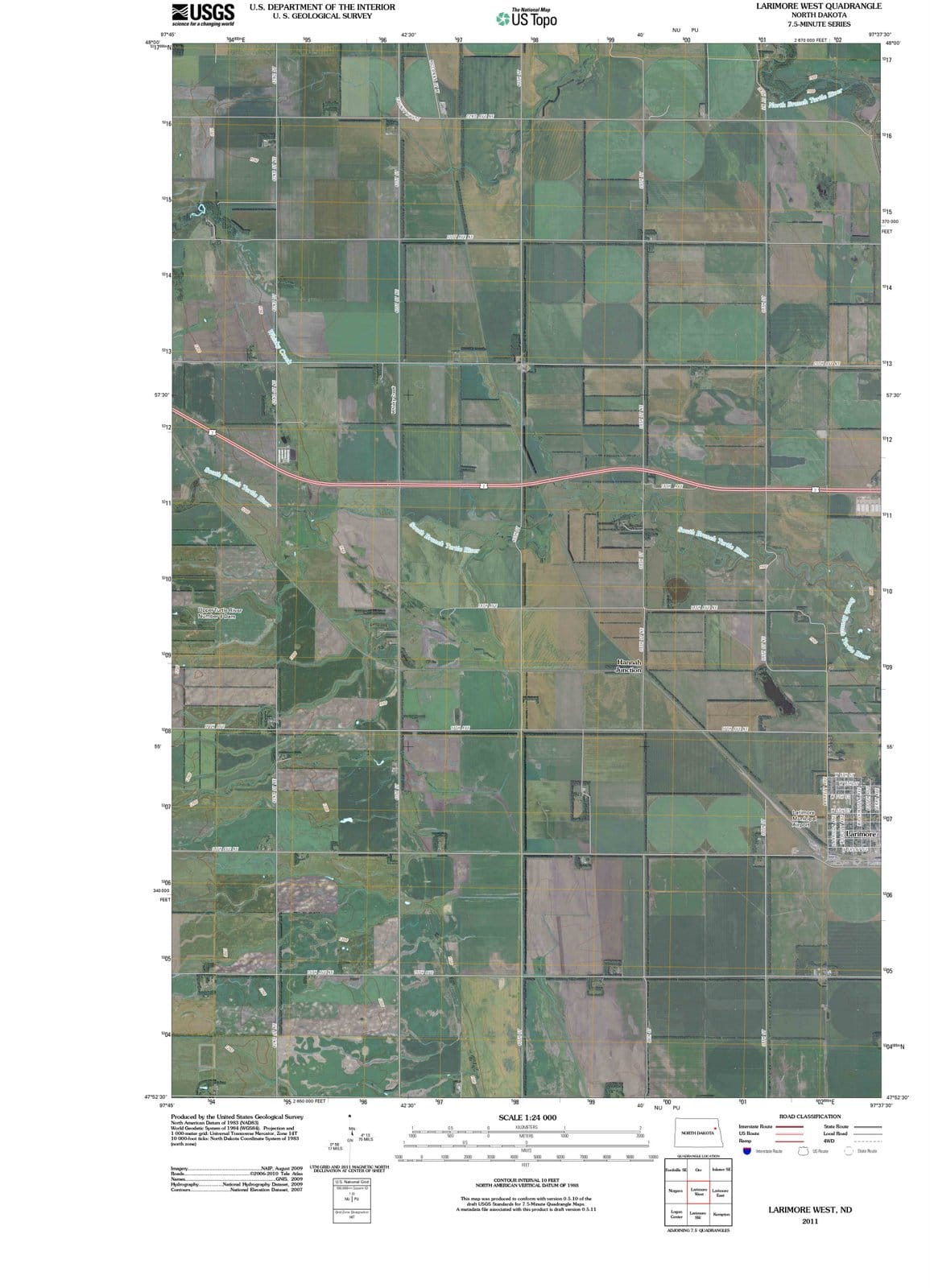 2011 Larimore West, ND - North Dakota - USGS Topographic Map
