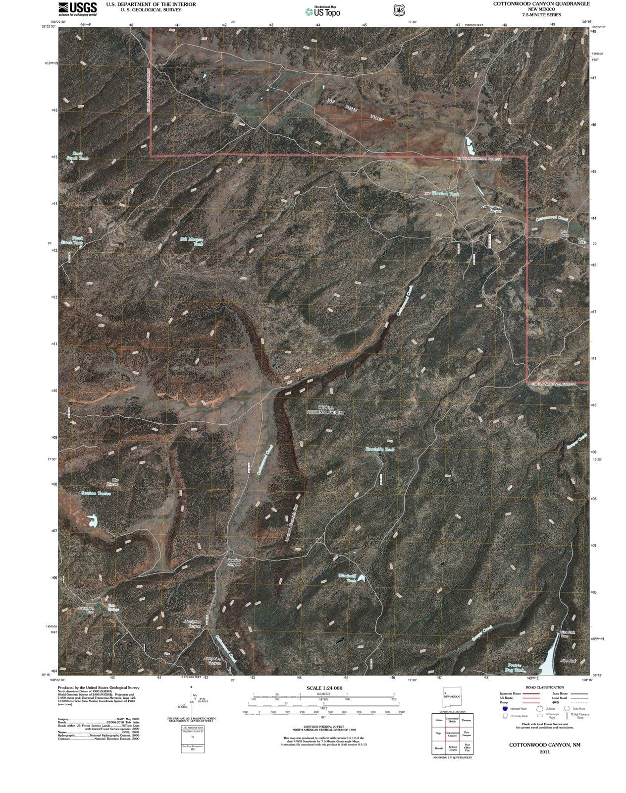 2011 Cottonwood Canyon, NM - New Mexico - USGS Topographic Map