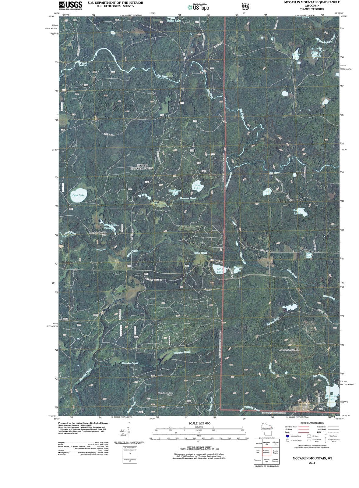2011 McCaslin Mountain, WI - Wisconsin - USGS Topographic Map