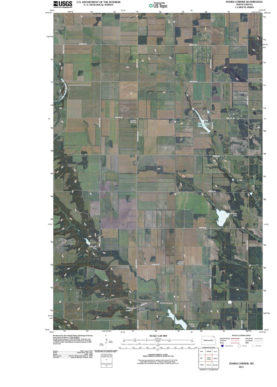 2011 Hanks Corner, ND - North Dakota - USGS Topographic Map
