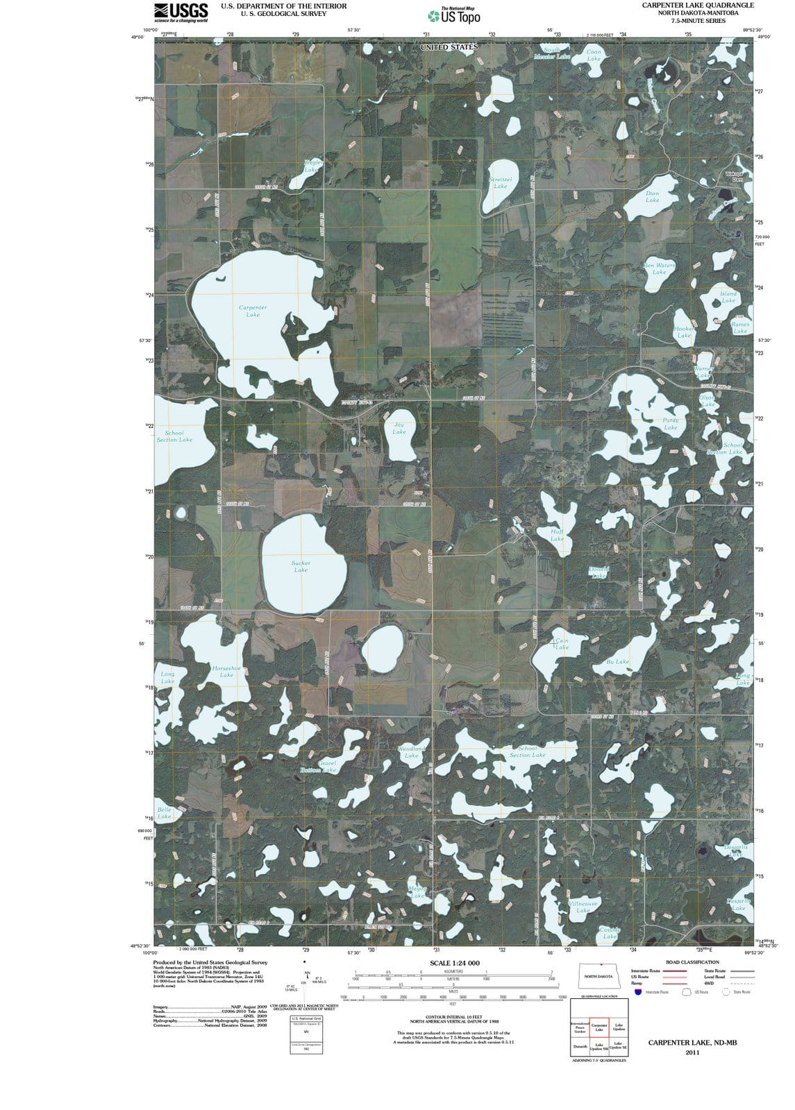 2011 Carpenter Lake, ND - North Dakota - USGS Topographic Map