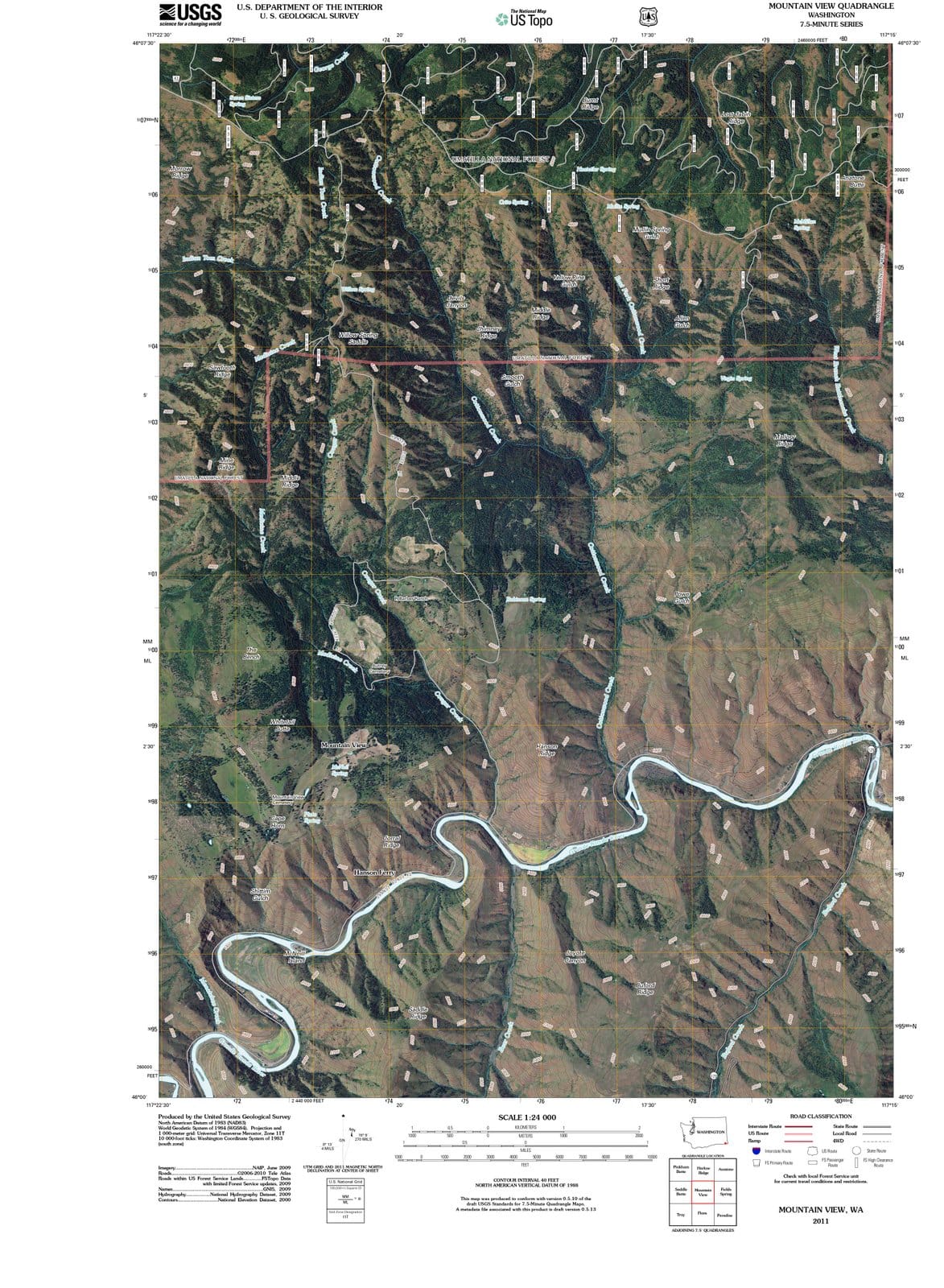 2011 Mountain View, WA - Washington - USGS Topographic Map