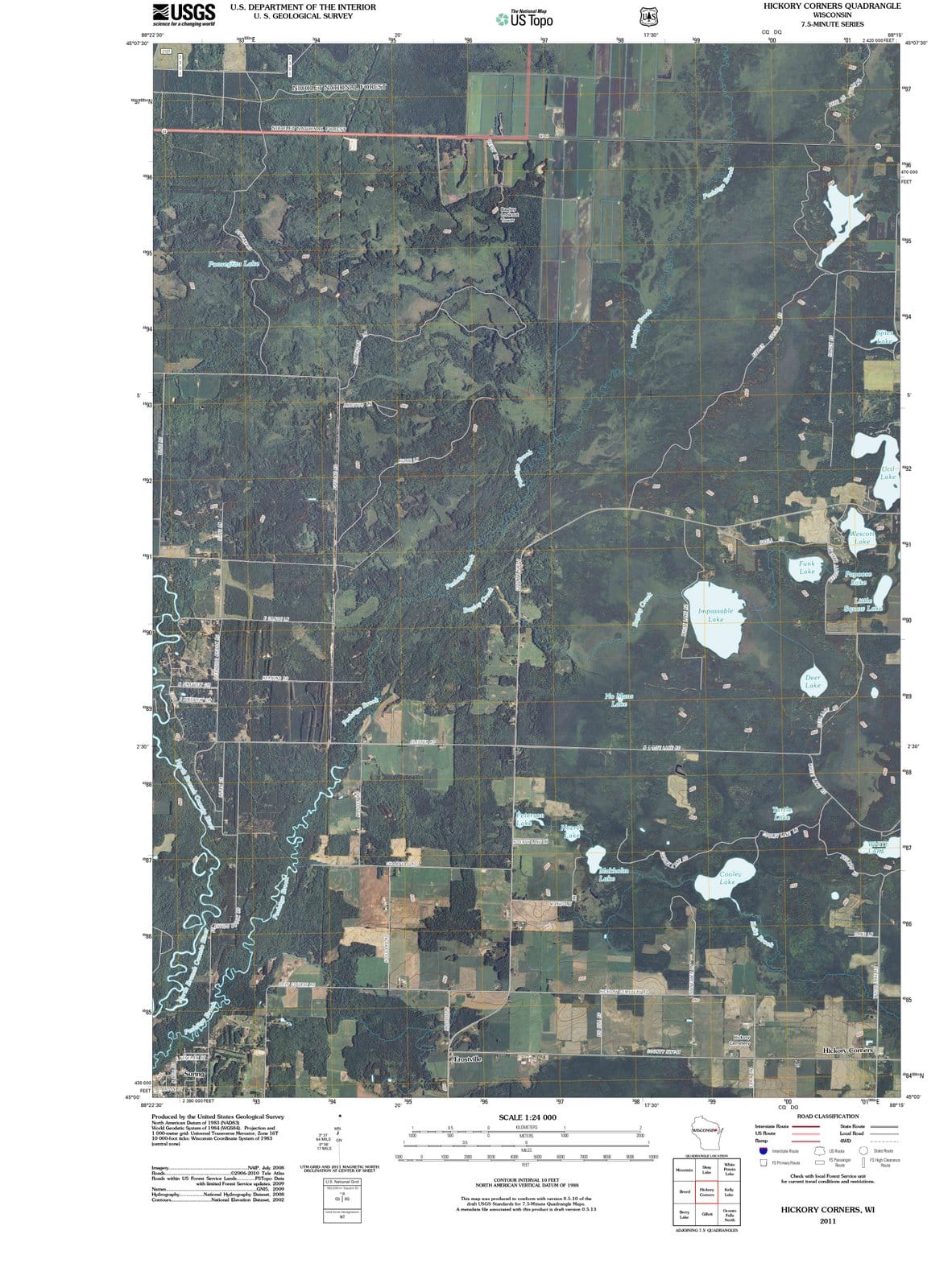 2011 Hickory Corners, WI - Wisconsin - USGS Topographic Map