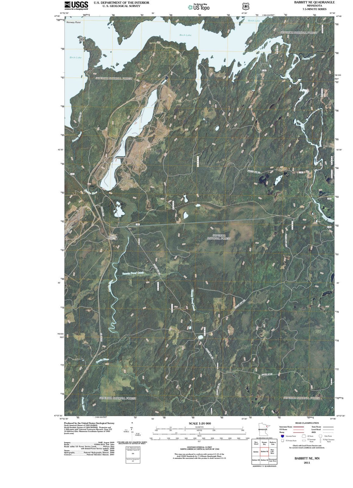 2011 Babbitt, MN - Minnesota - USGS Topographic Map