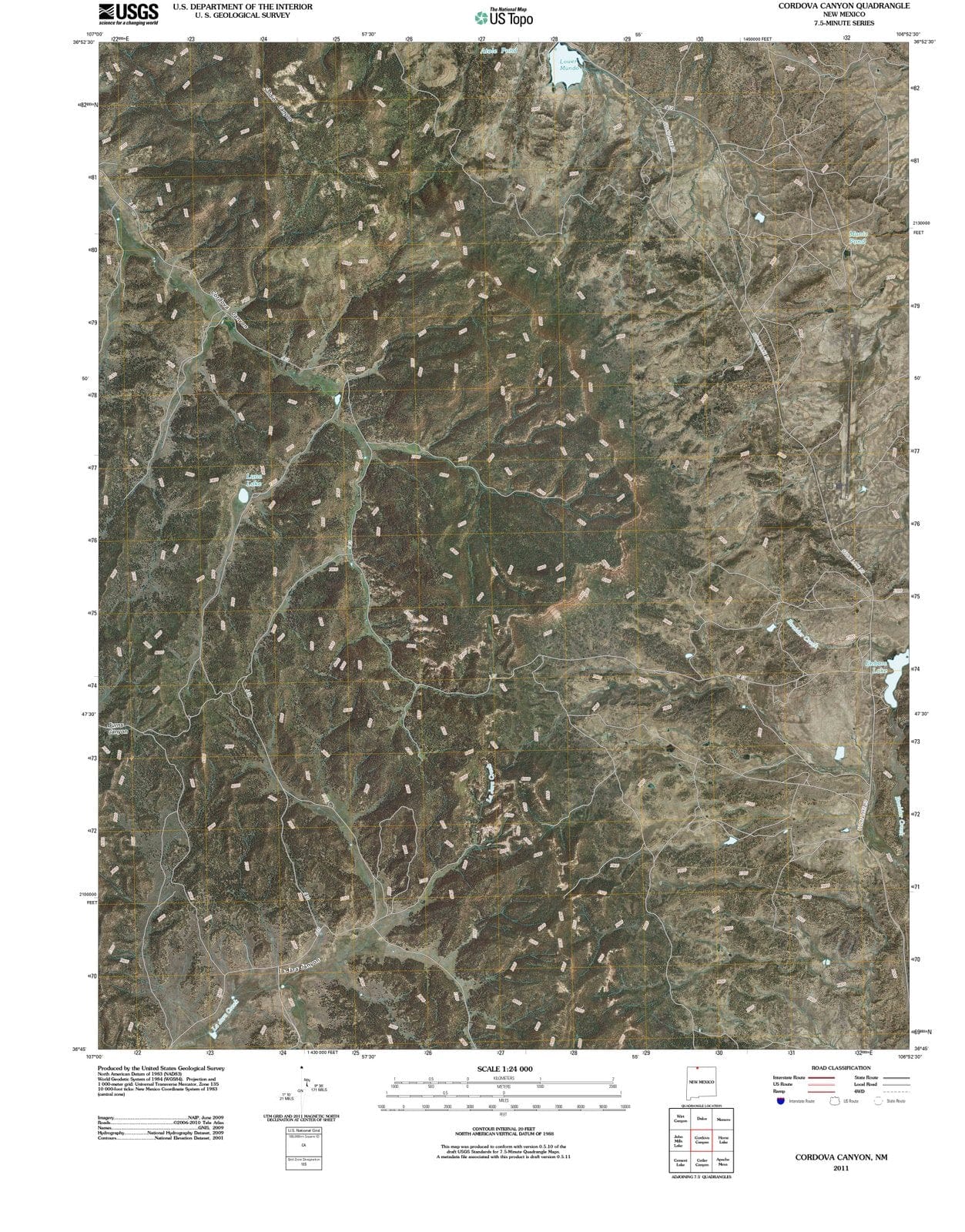 2011 Cordova Canyon, NM - New Mexico - USGS Topographic Map