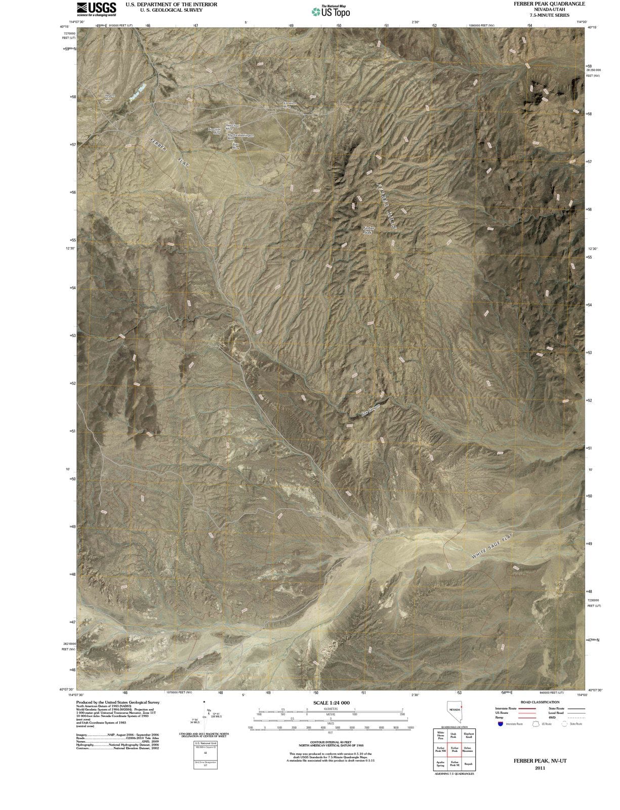 2011 Ferber Peak, NV - Nevada - USGS Topographic Map