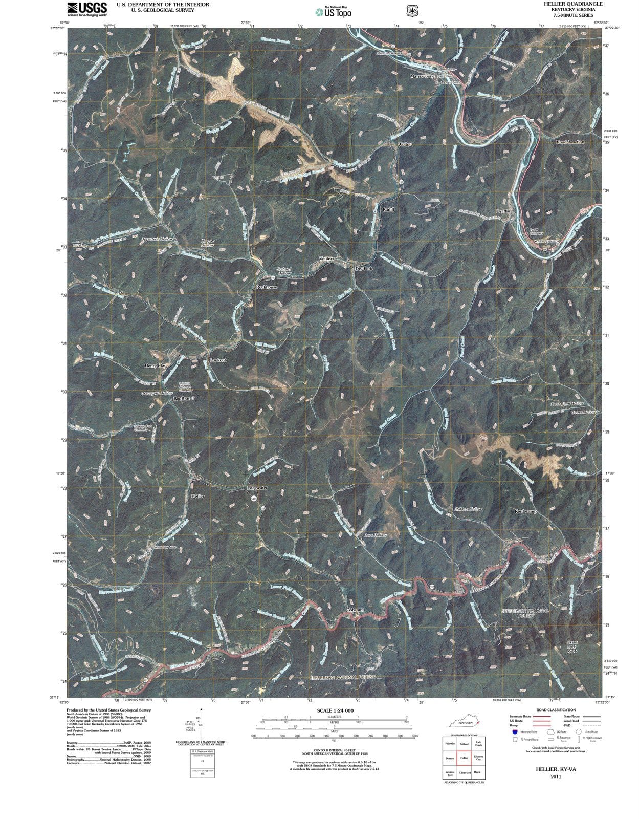 2011 Hellier, KY - Kentucky - USGS Topographic Map