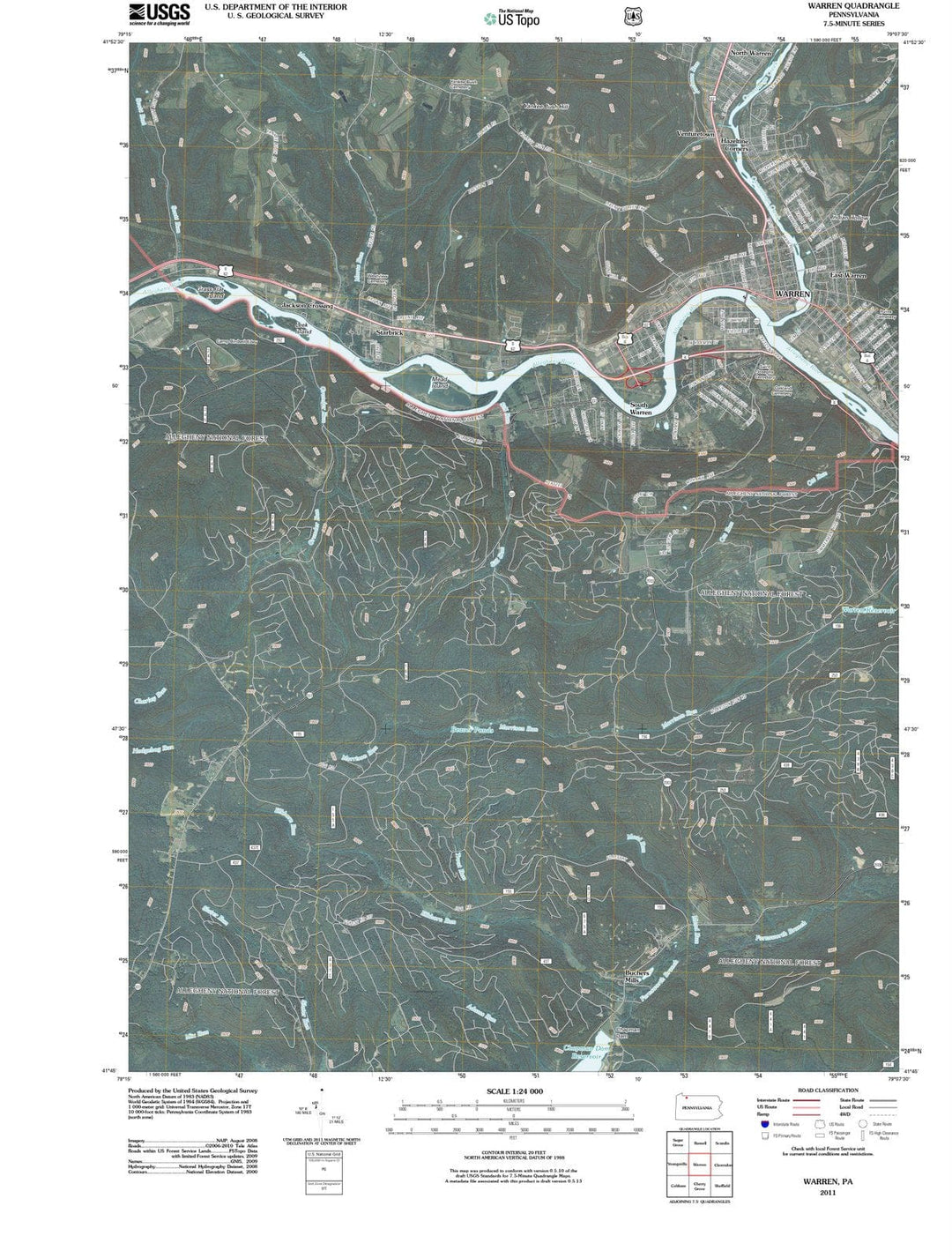 2011 Warren, PA - Pennsylvania - USGS Topographic Map