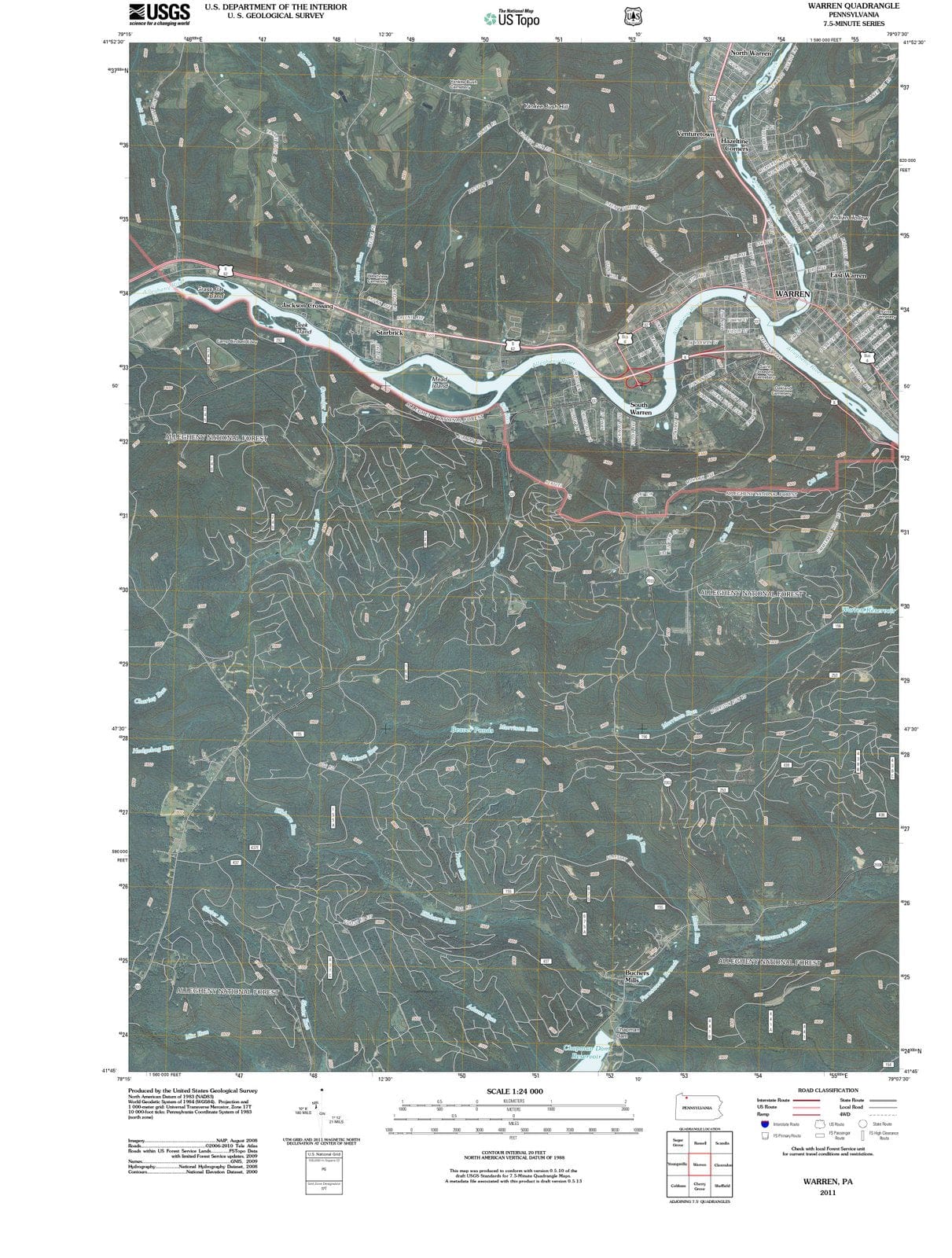 2011 Warren, PA - Pennsylvania - USGS Topographic Map