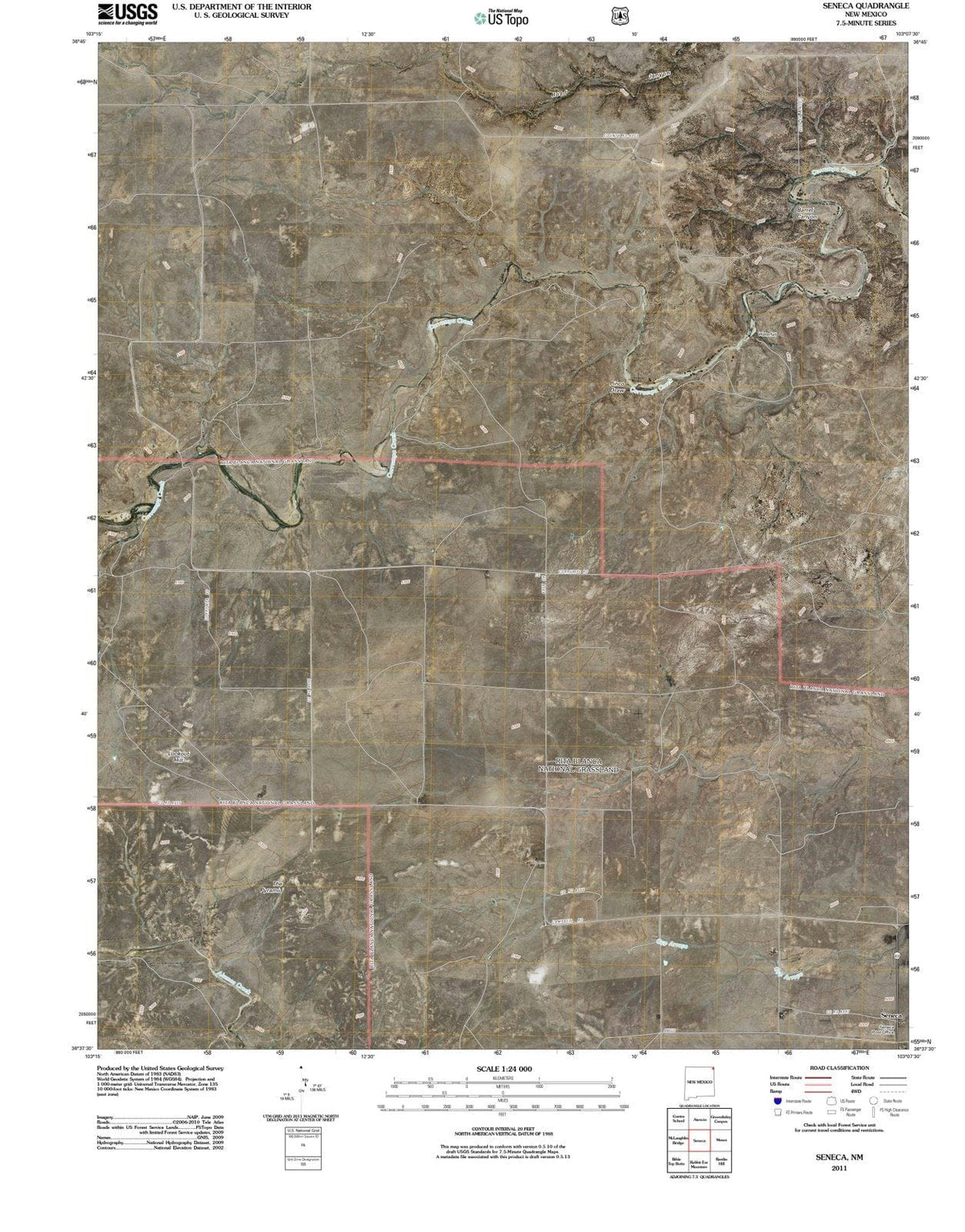 2011 Seneca, NM - New Mexico - USGS Topographic Map