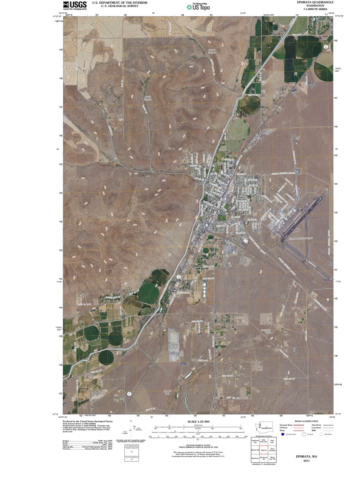 2011 Ephrata, WA - Washington - USGS Topographic Map