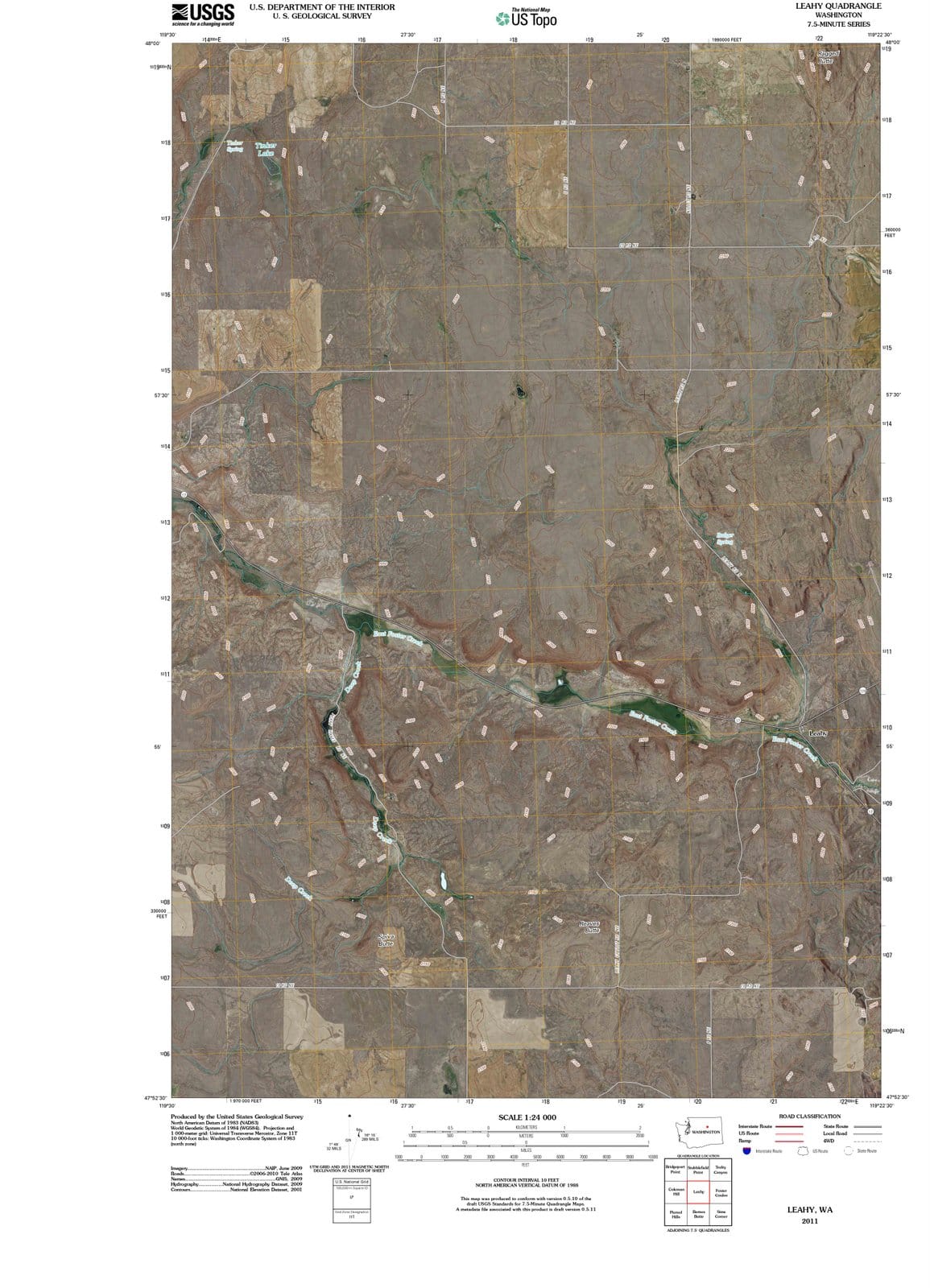 2011 Leahy, WA - Washington - USGS Topographic Map