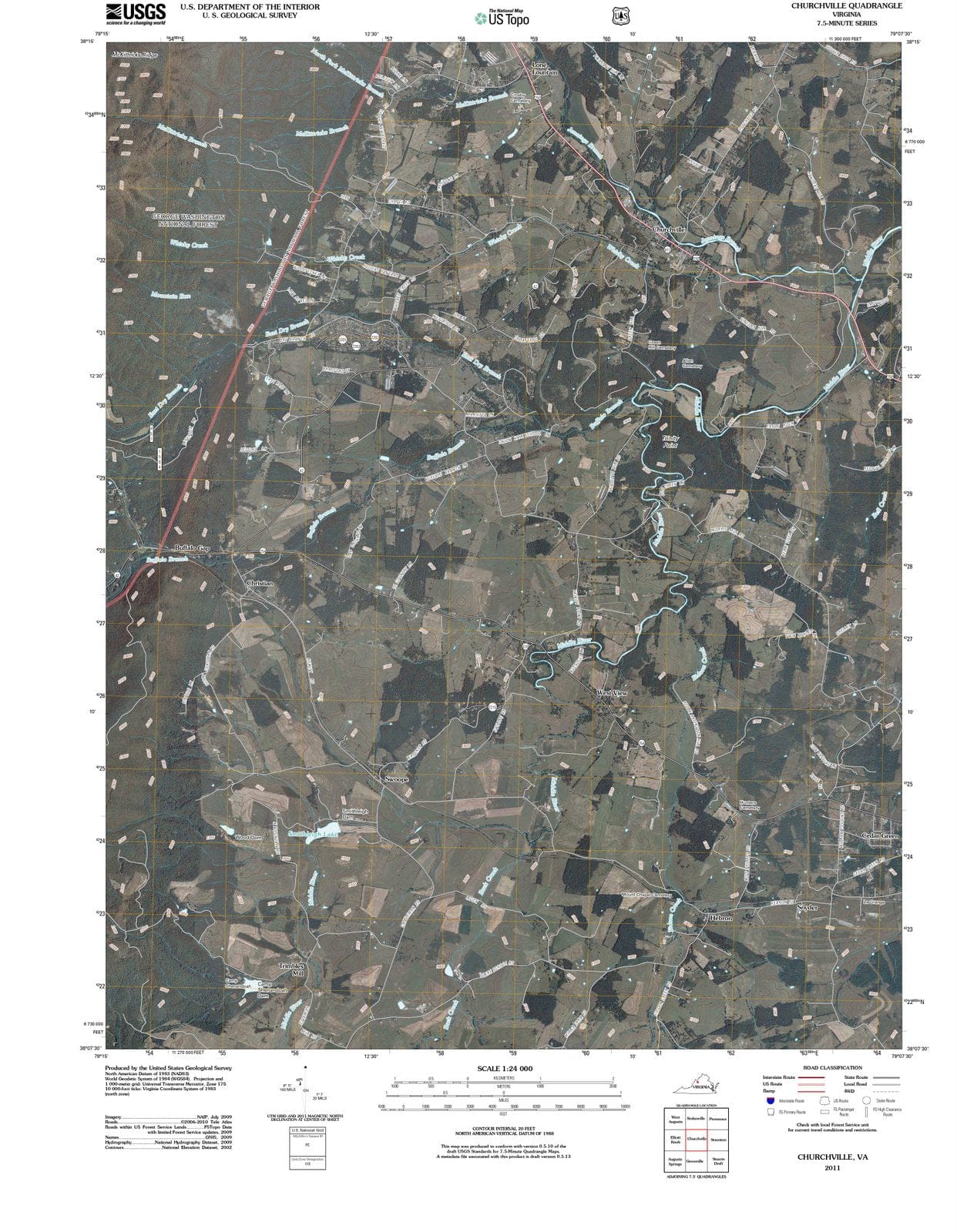 2011 Churchville, VA - Virginia - USGS Topographic Map