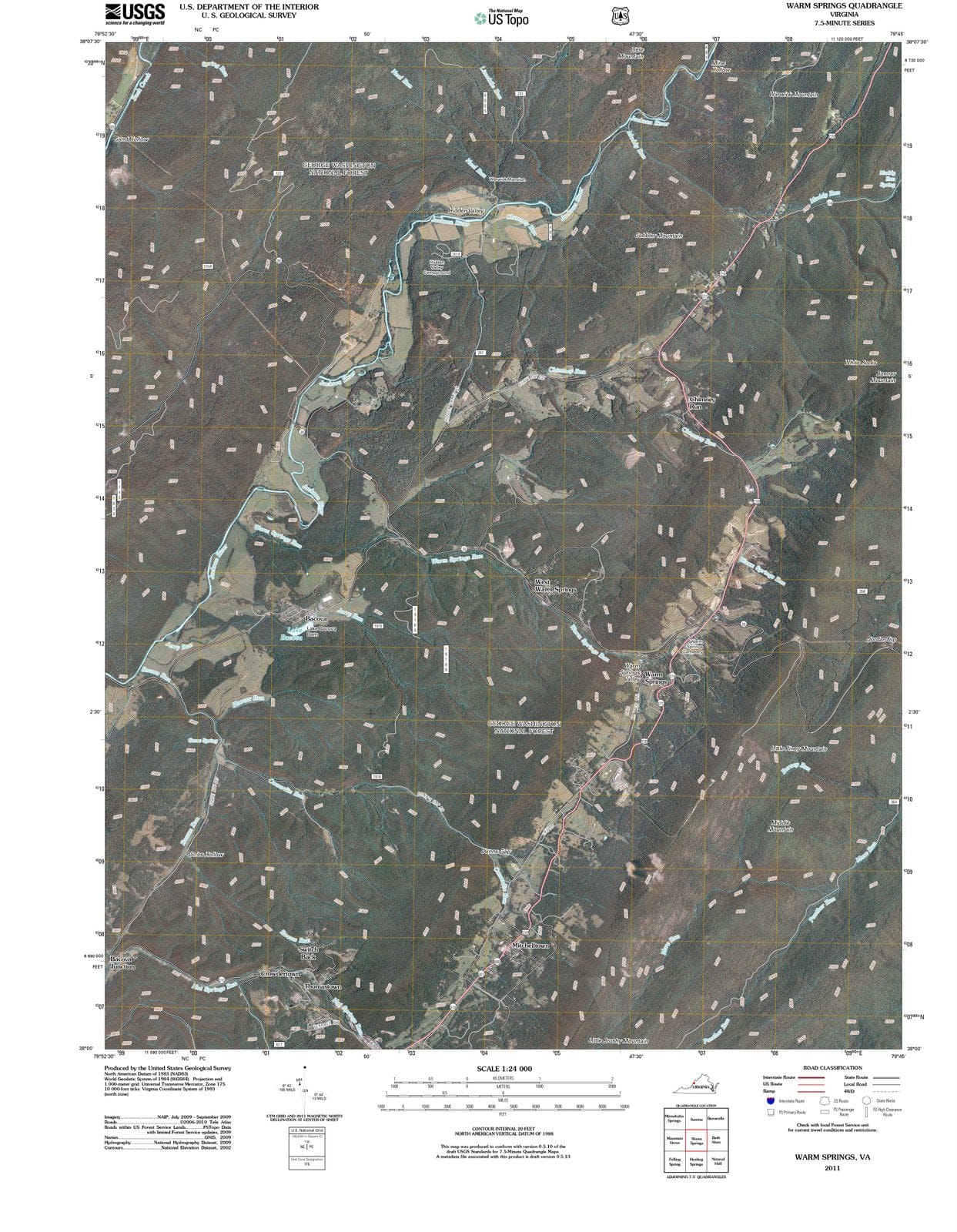 2011 Warm Springs, VA - Virginia - USGS Topographic Map