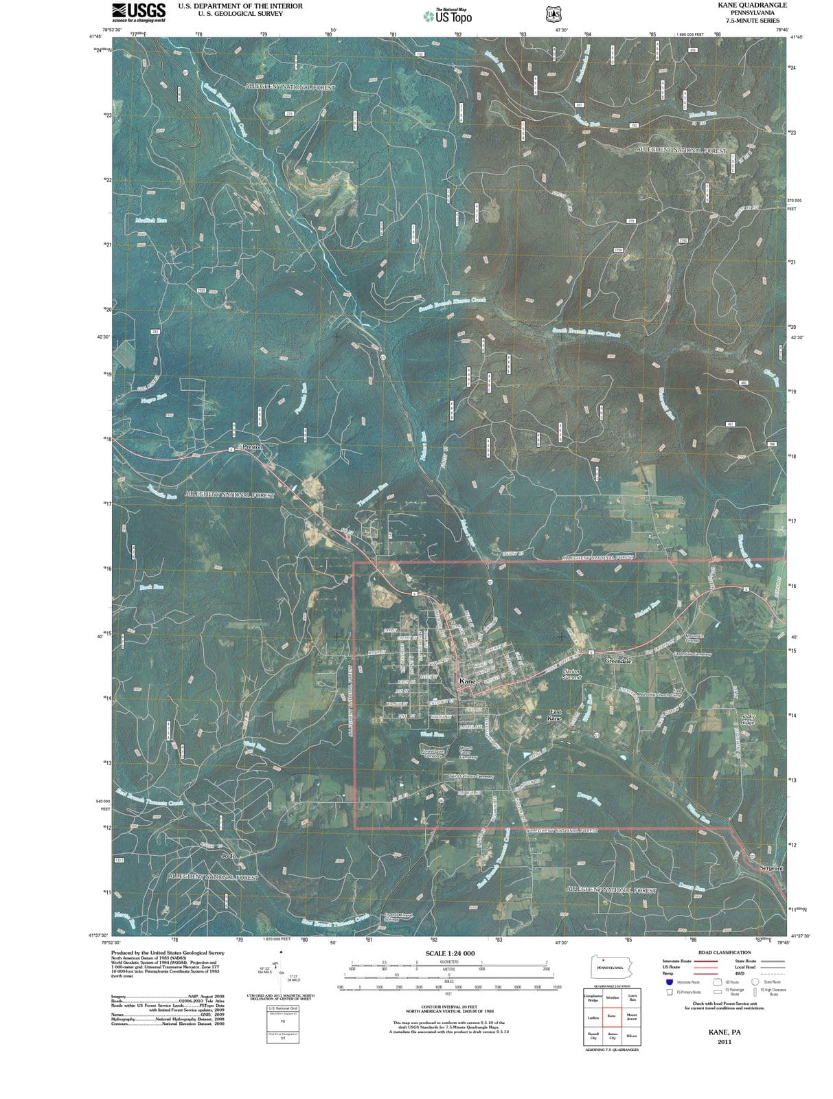 2011 Kane, PA - Pennsylvania - USGS Topographic Map