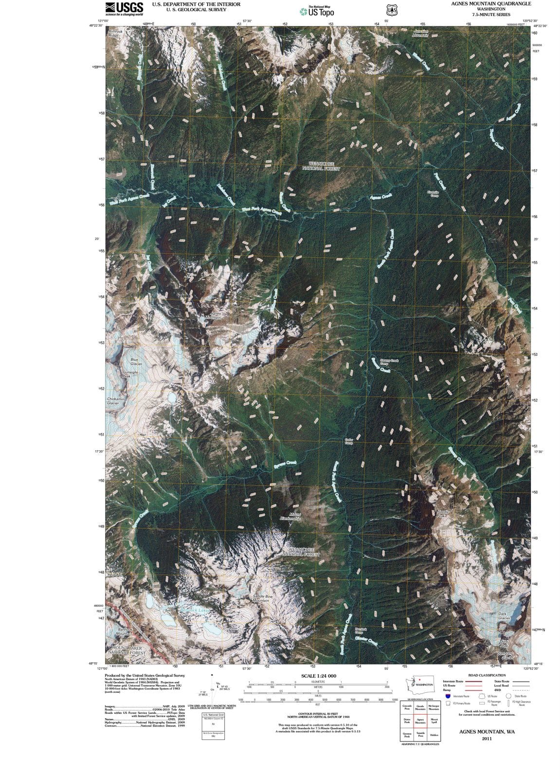 2011 Agnes Mountain, WA - Washington - USGS Topographic Map