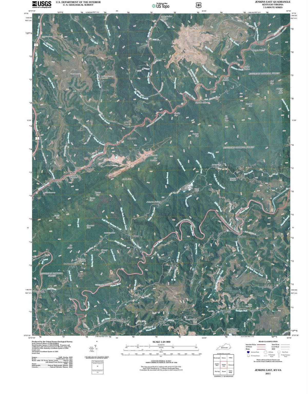 2011 Jenkins East, KY - Kentucky - USGS Topographic Map