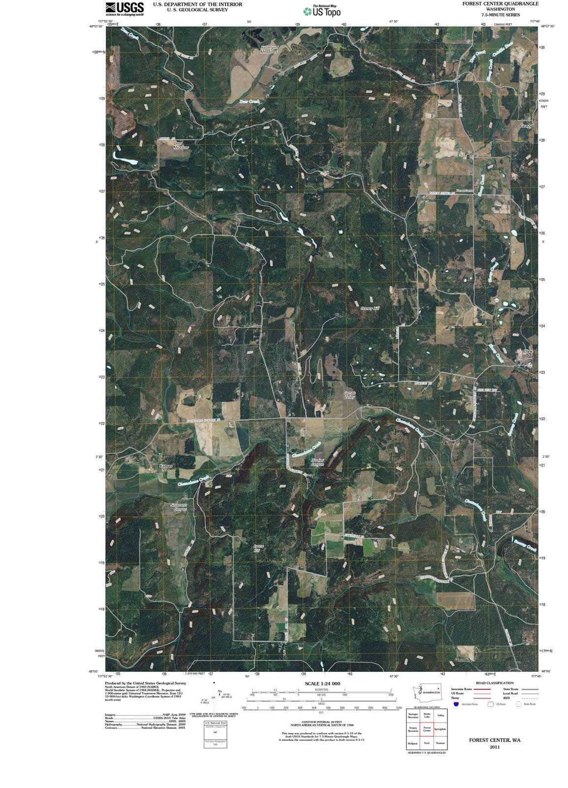 2011 Forest Center, WA - Washington - USGS Topographic Map